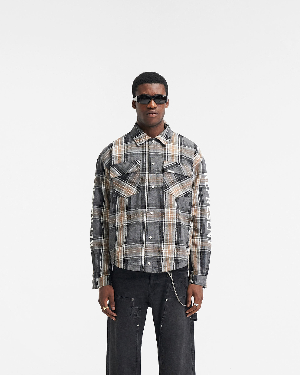 Plaid Flannel Shirt Red Button Down Flannel Shirt Jacket With Curved Hem  Plaid Shirt Jacket With Front Pocket -  Norway