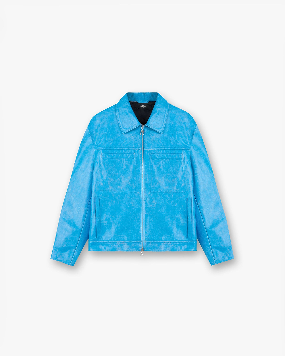 Distressed Leather Smart Jacket - Electric Blue