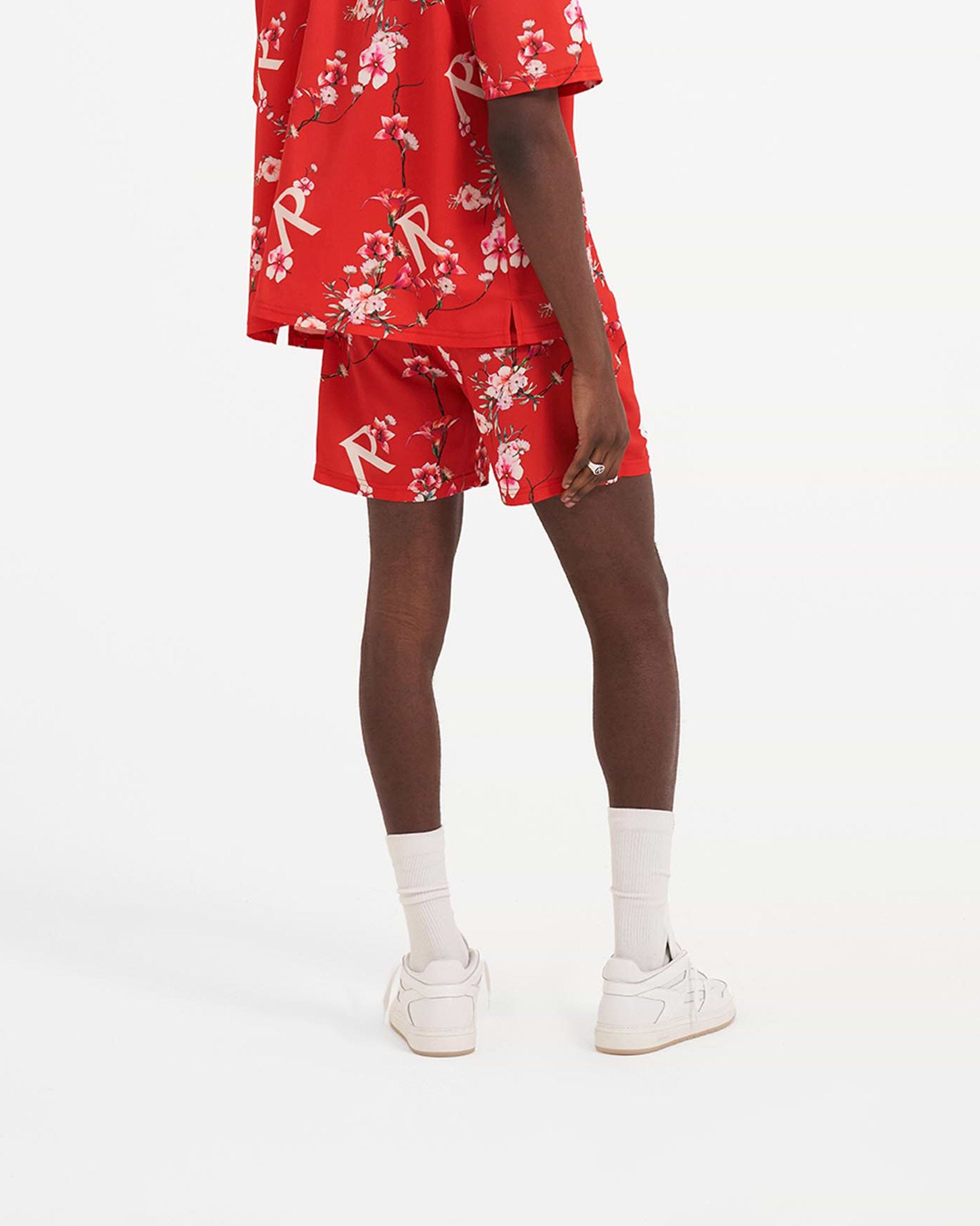 Red floral shorts top