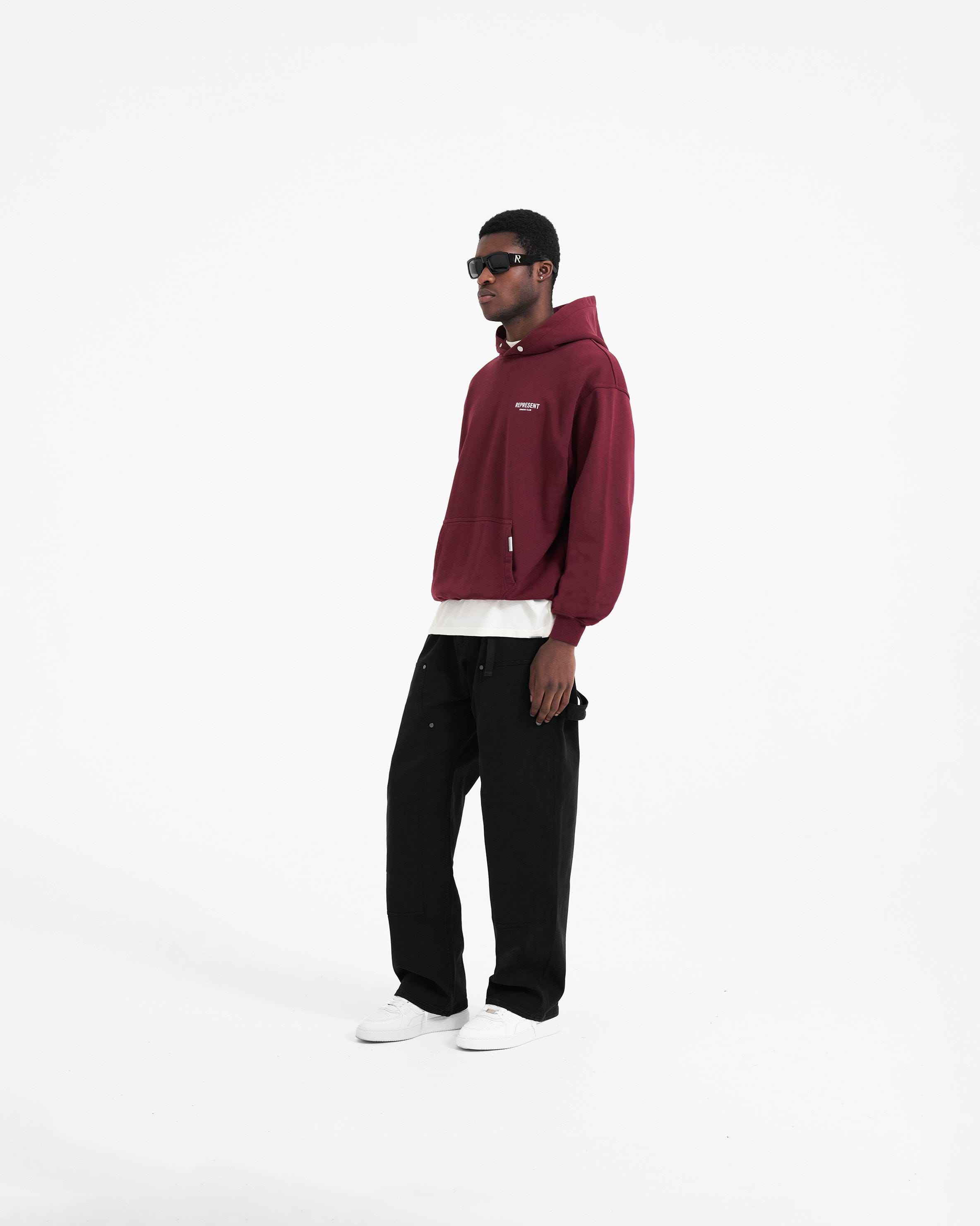 Maroon and black hoodie on sale