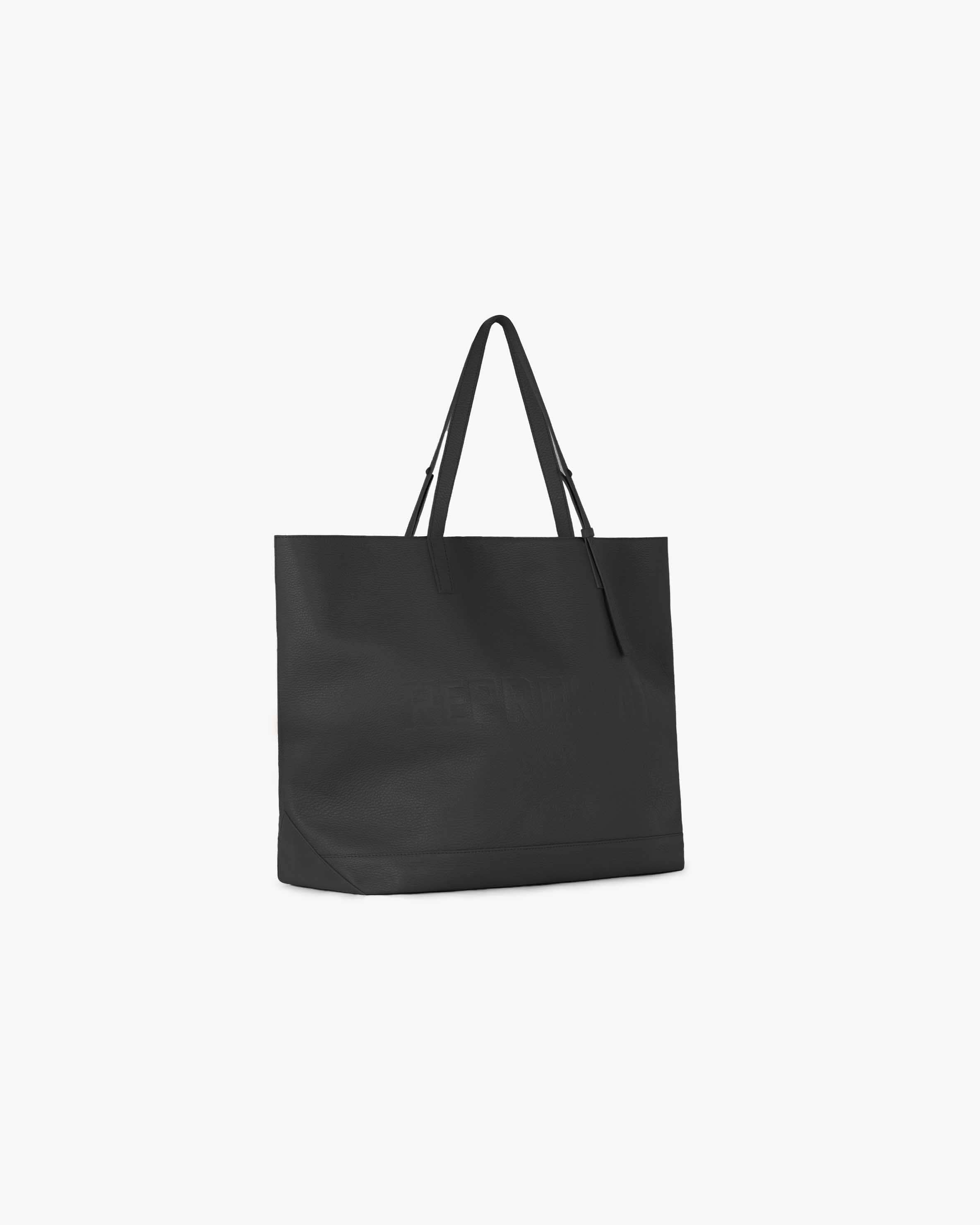 Black leather sales tote