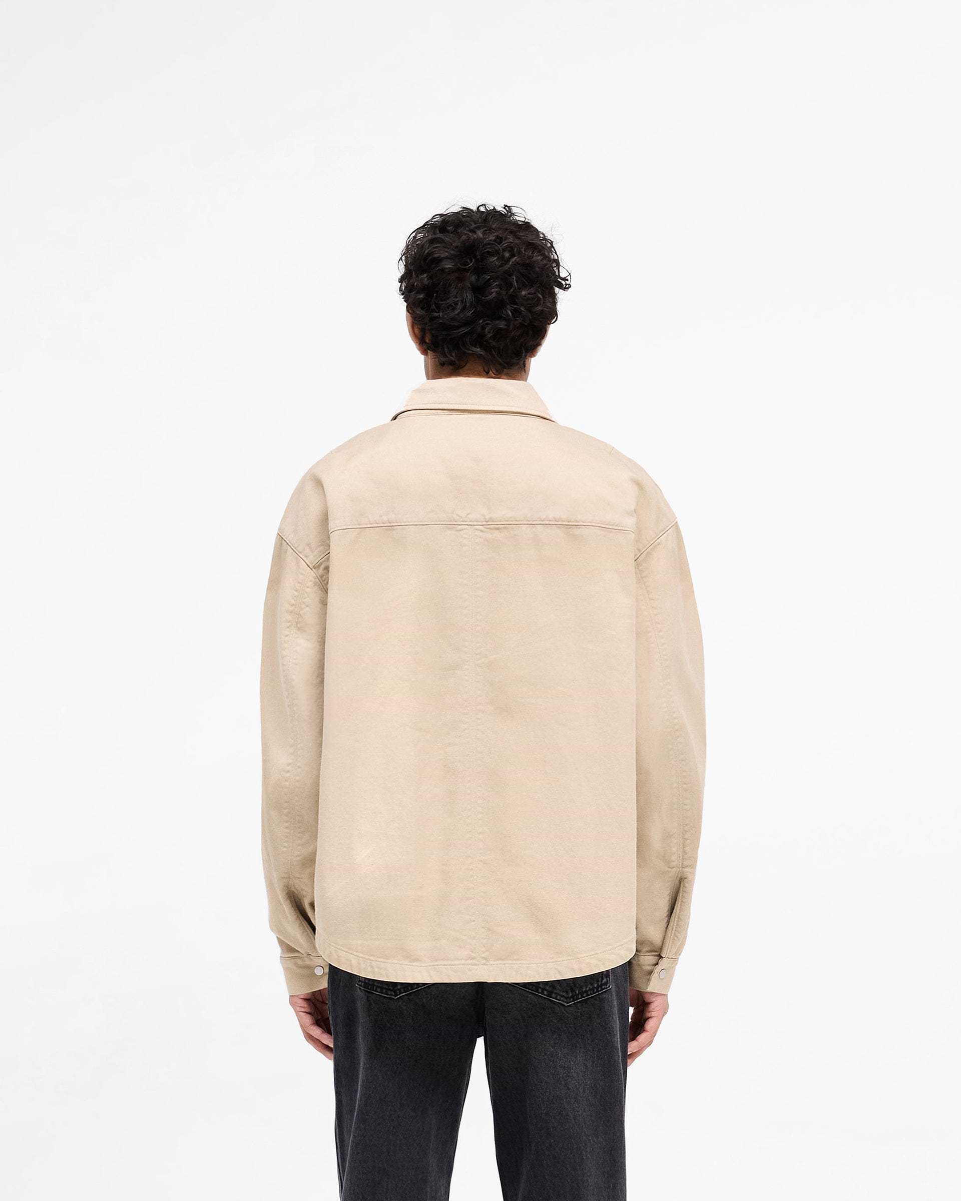 Cotton Zip Through Shirt - Beige
