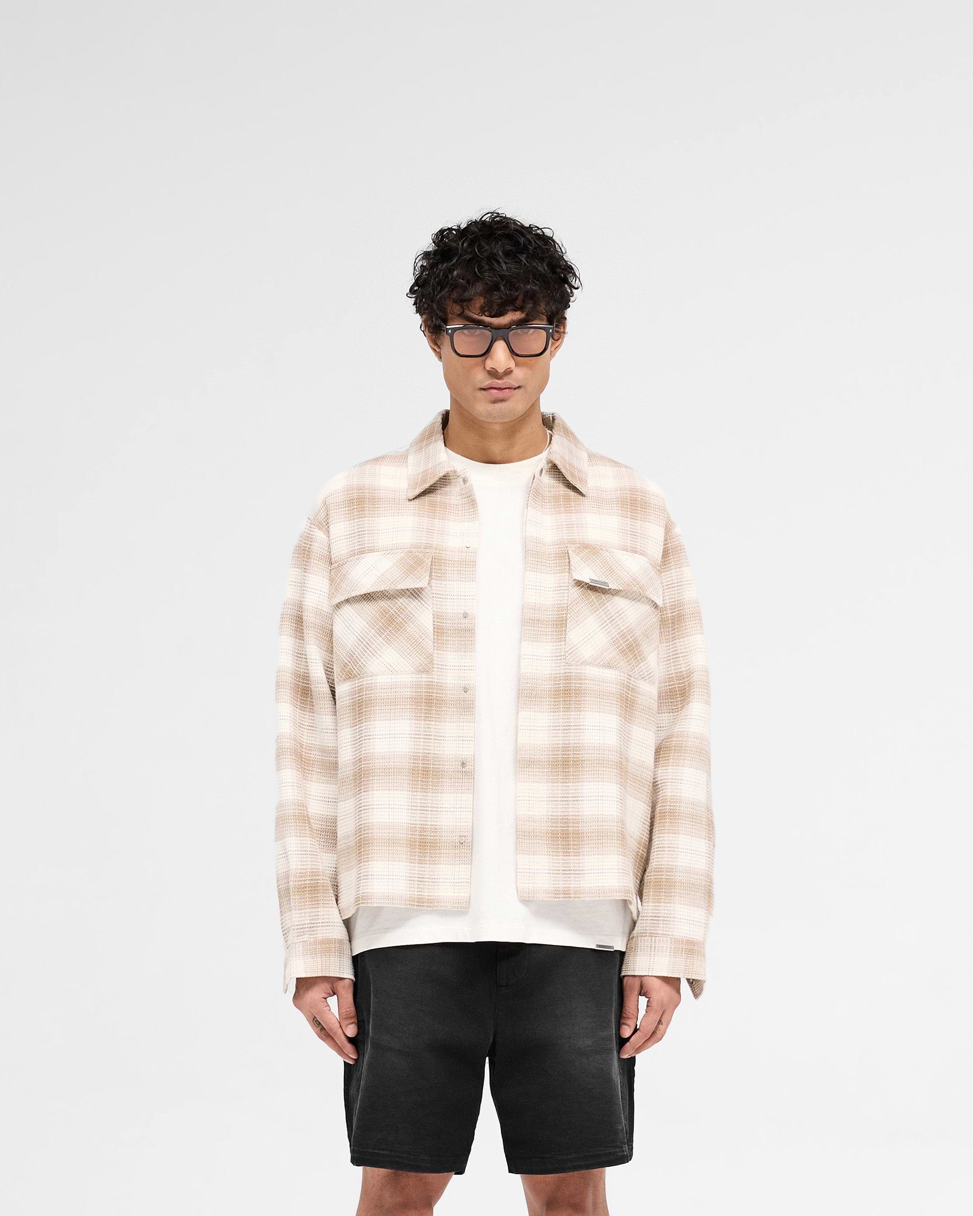 Waffle Flannel Shirt - Mid Brown