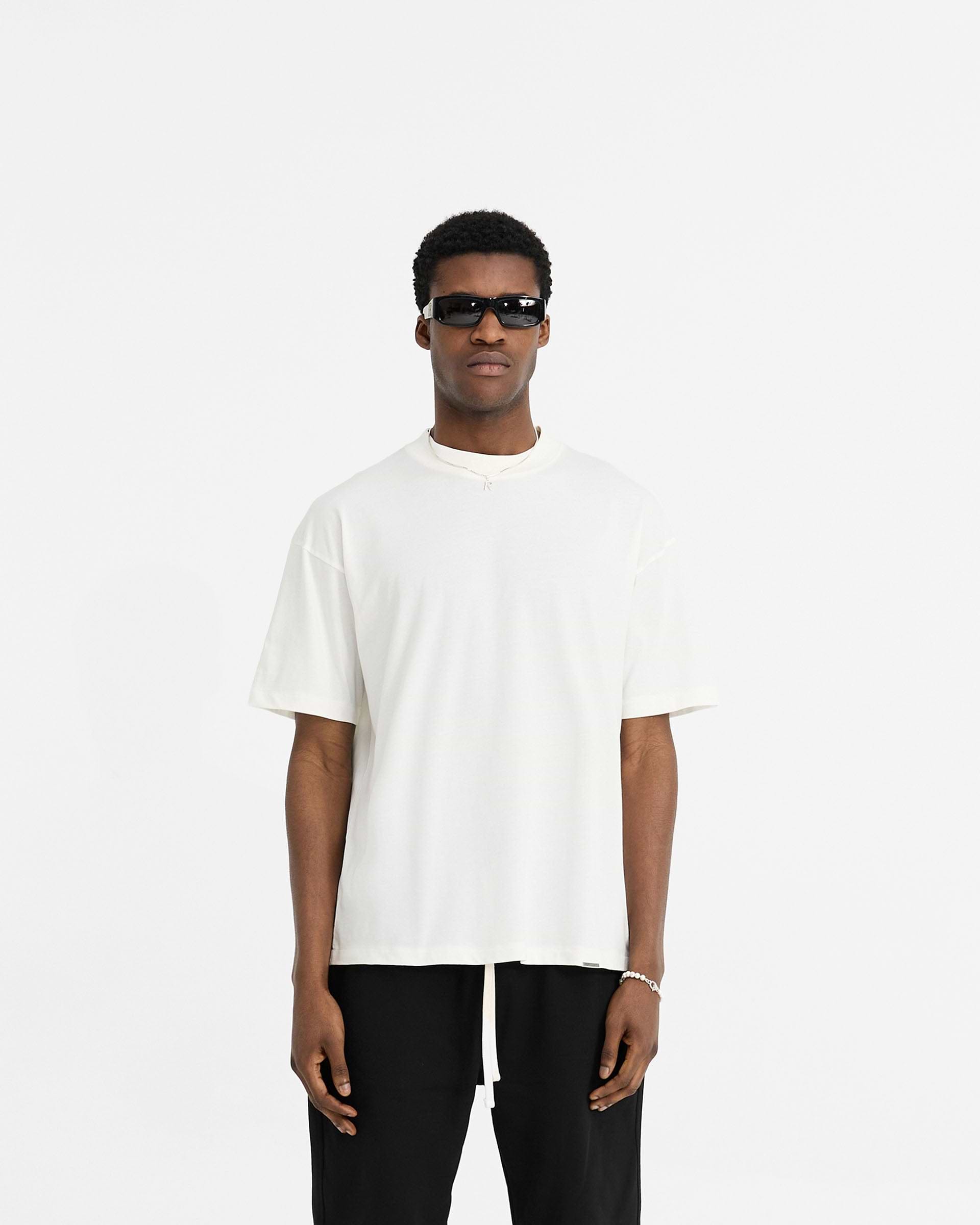 2 x Initial Oversized T-Shirt - Flat White & Ice Grey Marl