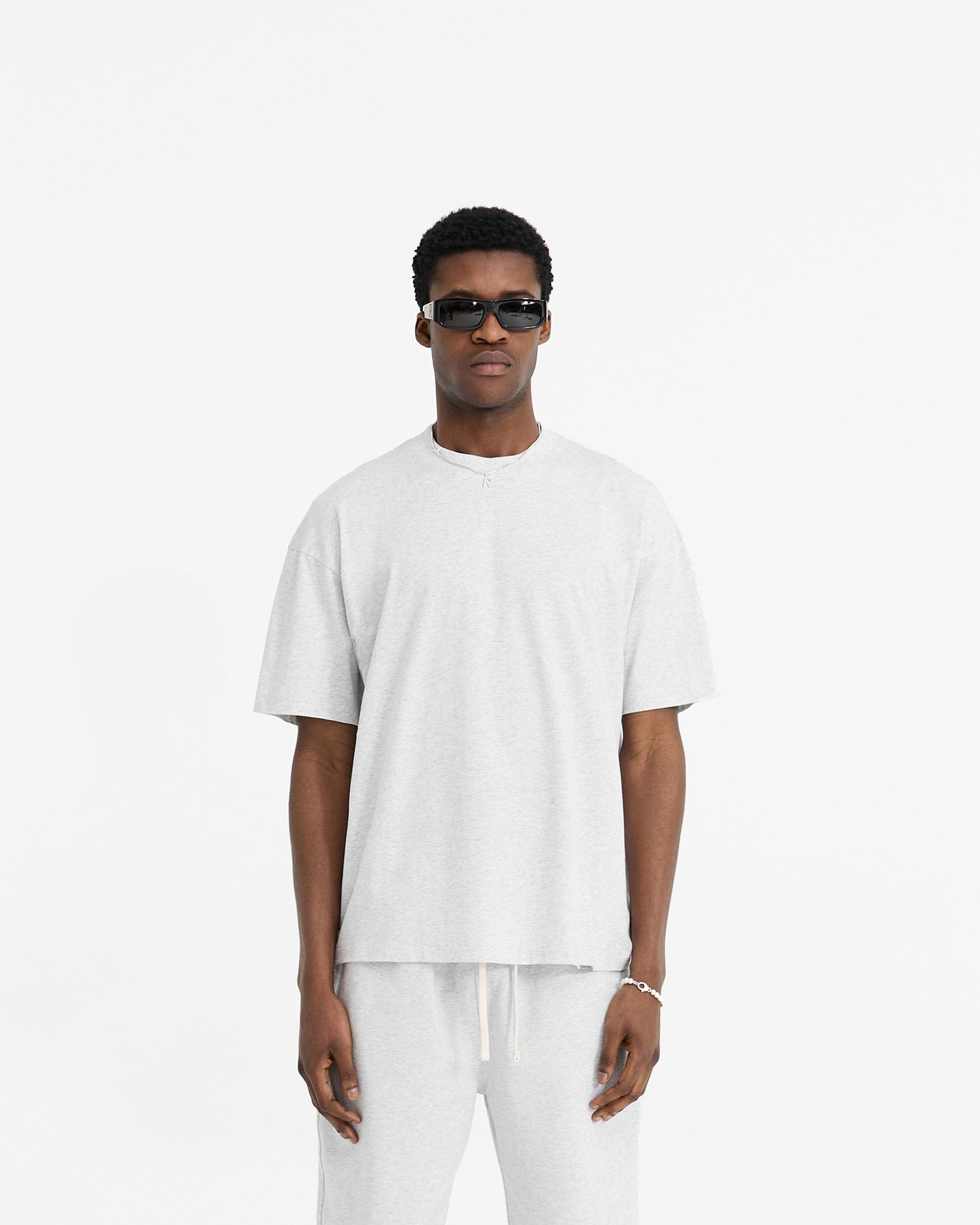 2 x Initial Oversized T-Shirt - Ice Grey Marl