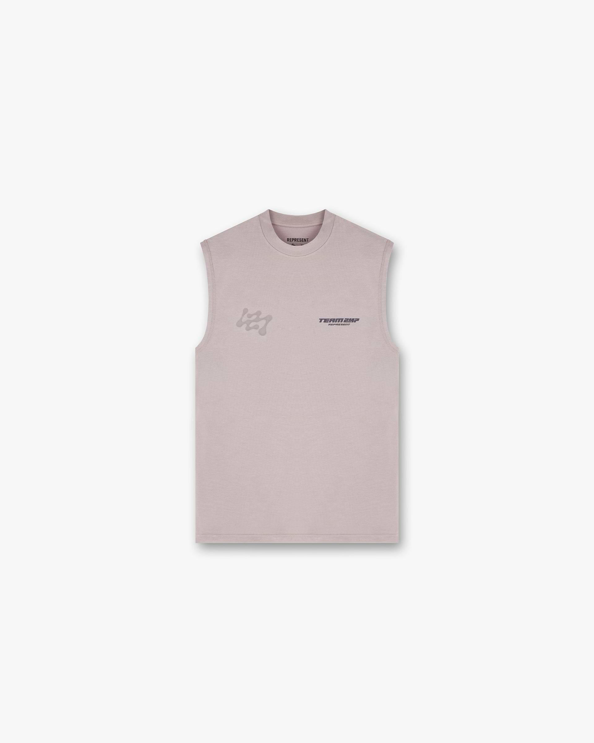 Front product image of a mens grey tank top on a plain white background | 247 Future Terrains Oversized Tank in Moonrock | Oversized tank | 247 T-Shirts | Represent Clo