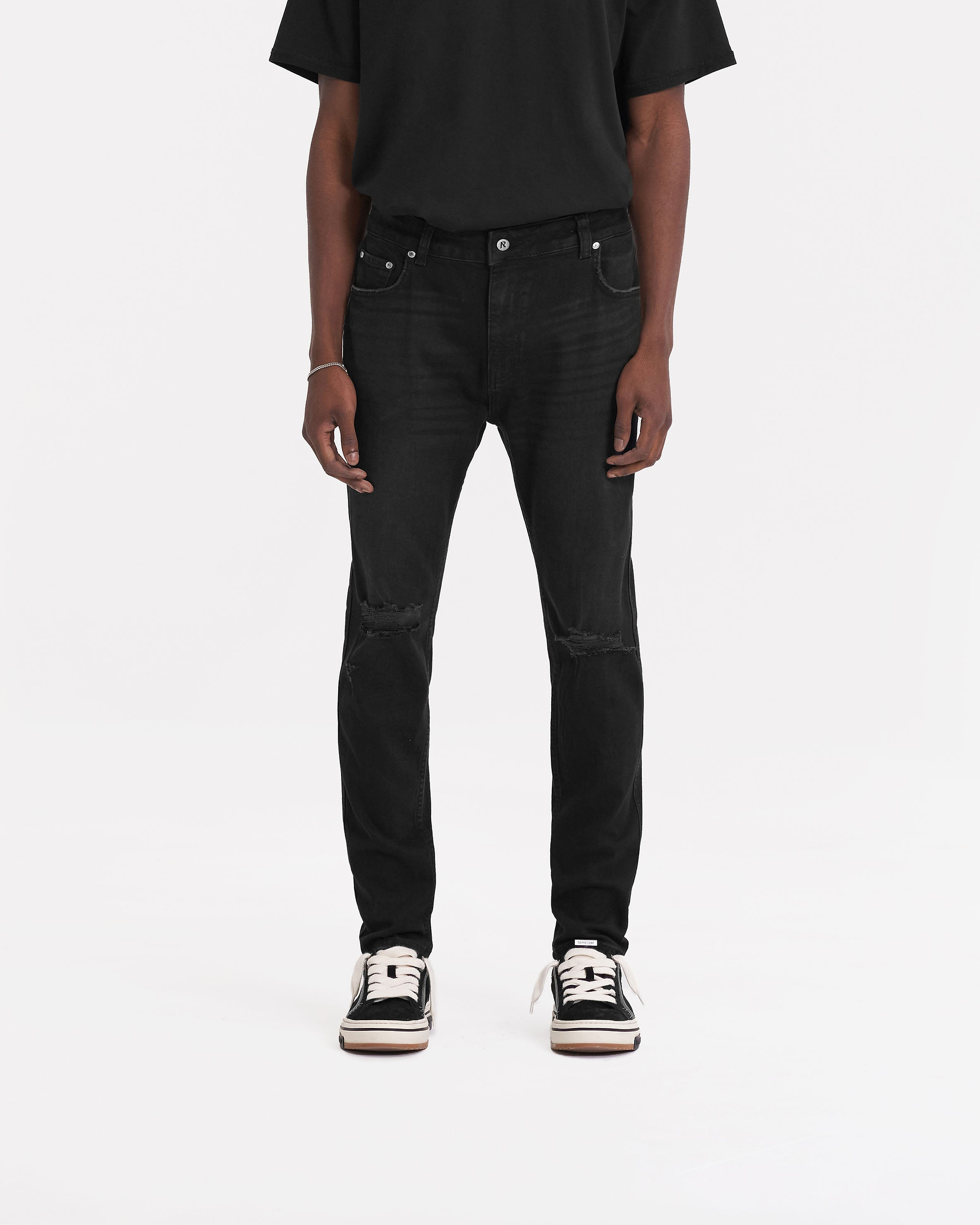 R1 Destroyer Denim | Black Denim FW23 | Represent Clo