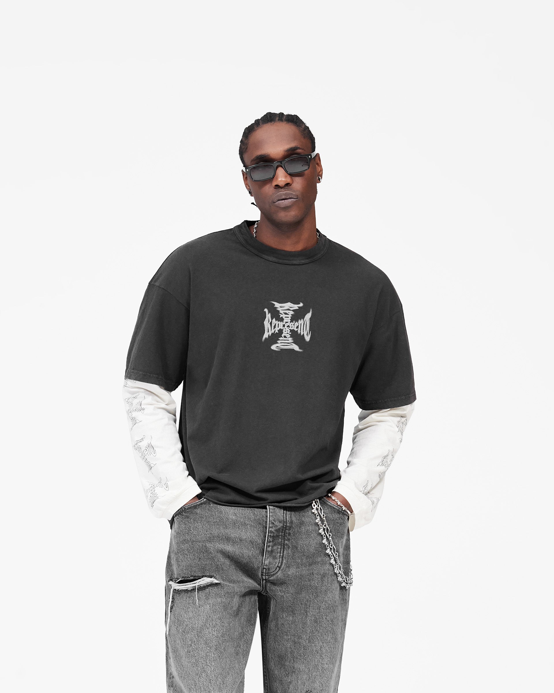 MH Stack Long Sleeve T-Shirt - Faded Black