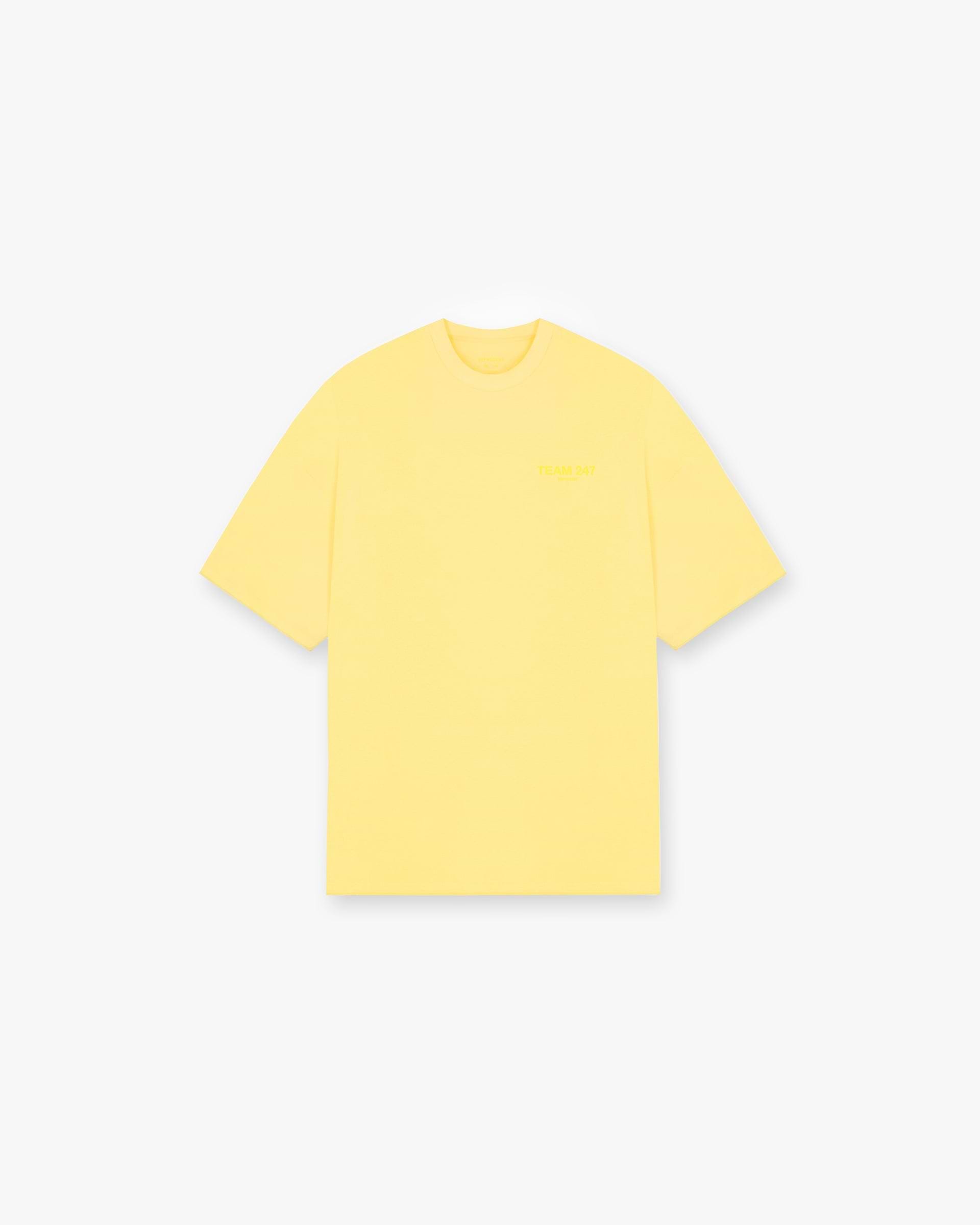 Front product image of a mens lemon t-shirt on a plain white background | Team 247 Oversized T-Shirt in Lemon | Oversized t-shirt with premium cotton | 247 T-Shirts | Represent Clo