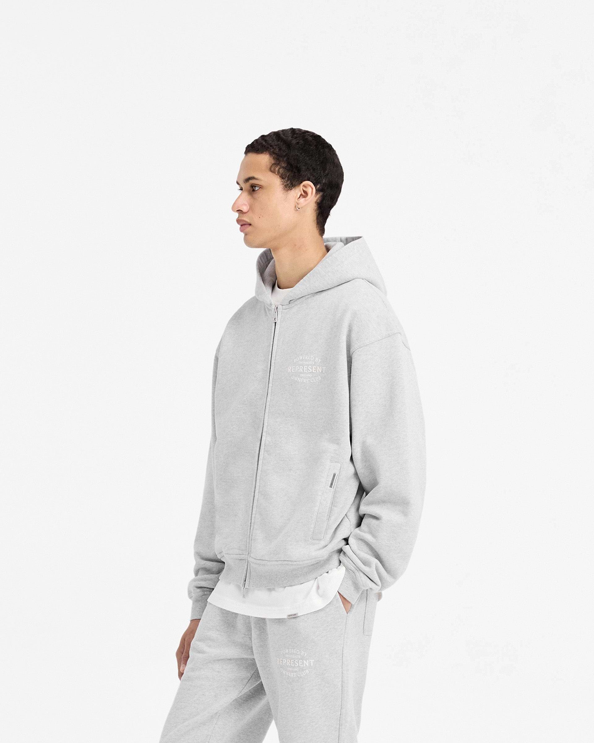Ash Grey Zip Hoodie | Stamp Owners' Club | REPRESENT