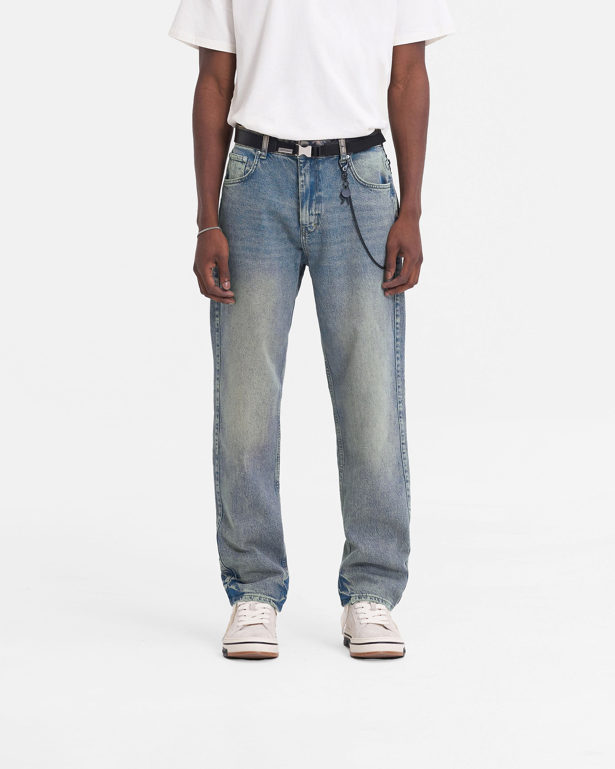R2 Straight Leg Denim | Blue Cream Denim FW23 | Represent Clo