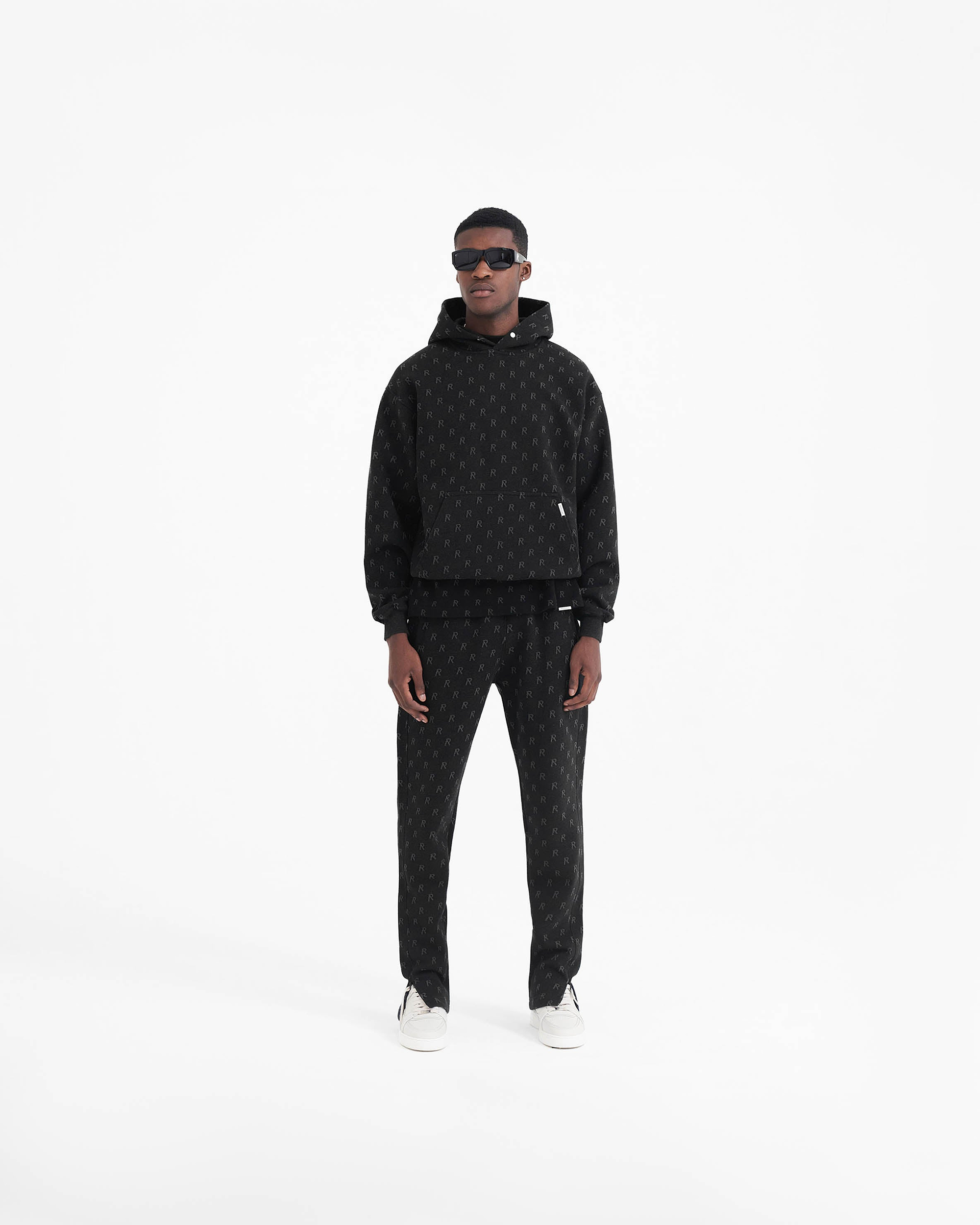 Intarsia Initial Hoodie | Off Black Hoodies FW22 | Represent Clo