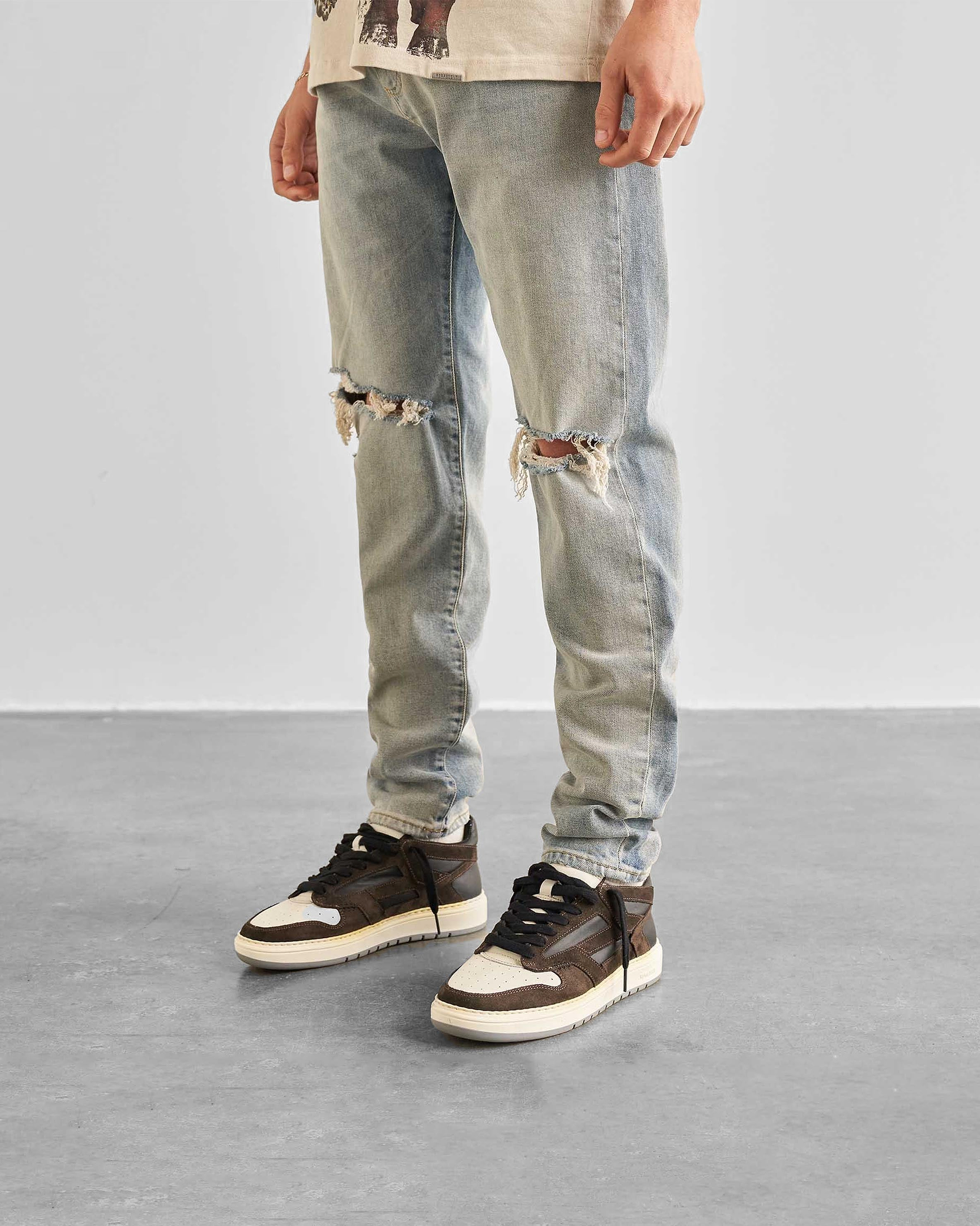 Baggy Destroyer Denim | Worn Blue Denim FW21 | Represent Clo
