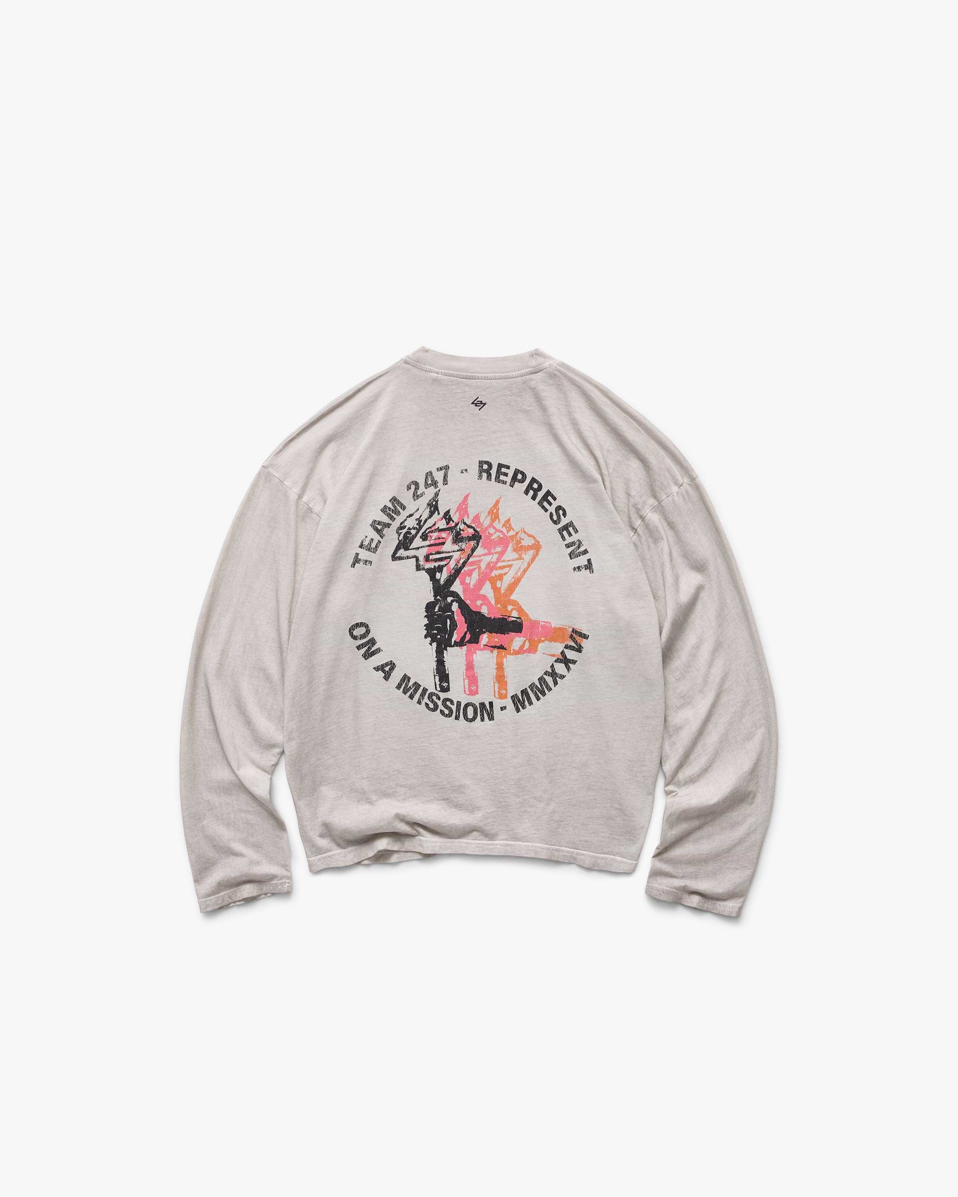 247 Torch Boxy Long Sleeve T-Shirt - Bleach Wash