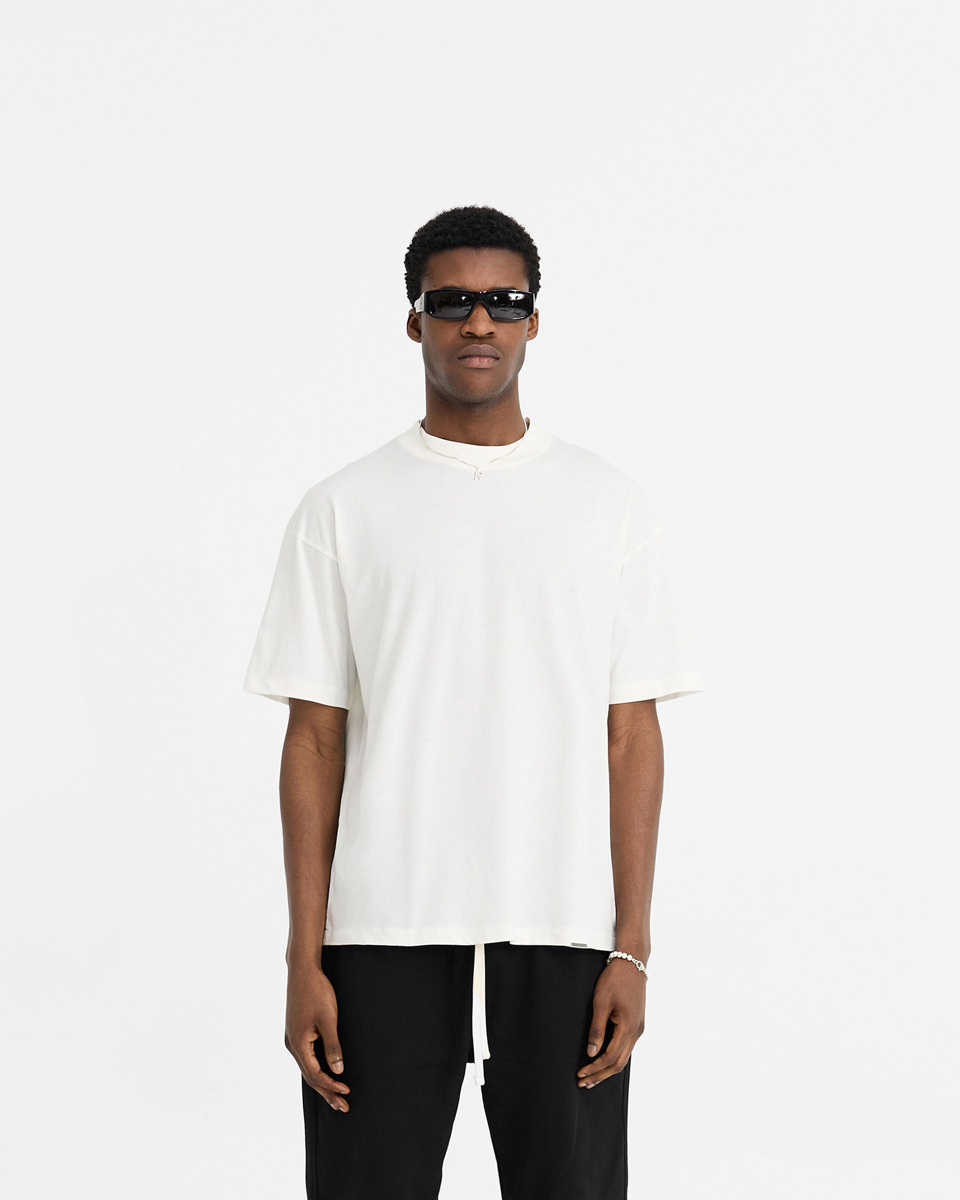 2 x Initial Oversized T-Shirt - Flat White & Ice Grey Marl