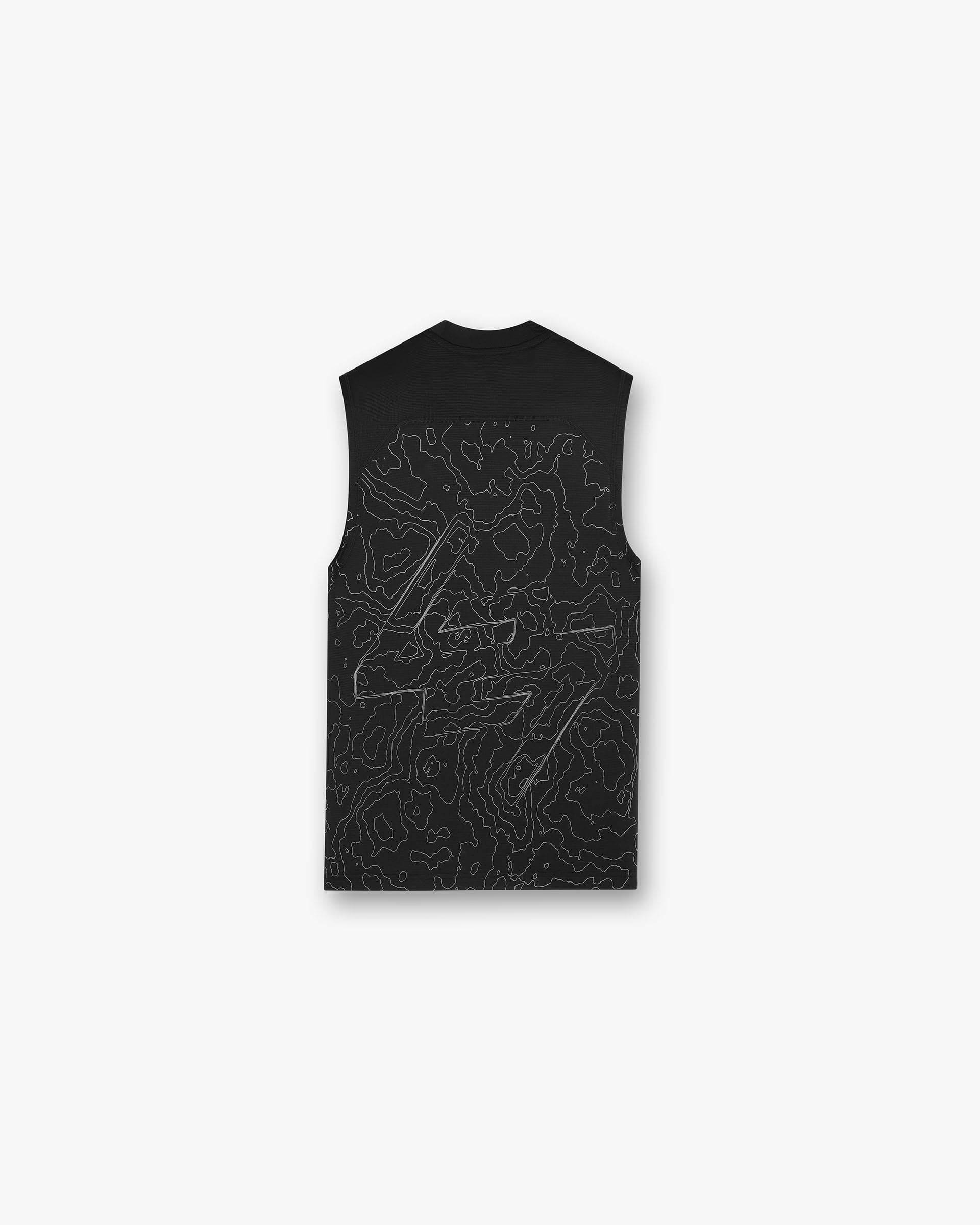 Front product image of a mens black tank top on a plain white background | 247 Contour Run Tank in Black | Tank top with relaxed fit | 247 T-Shirts | Represent Clo