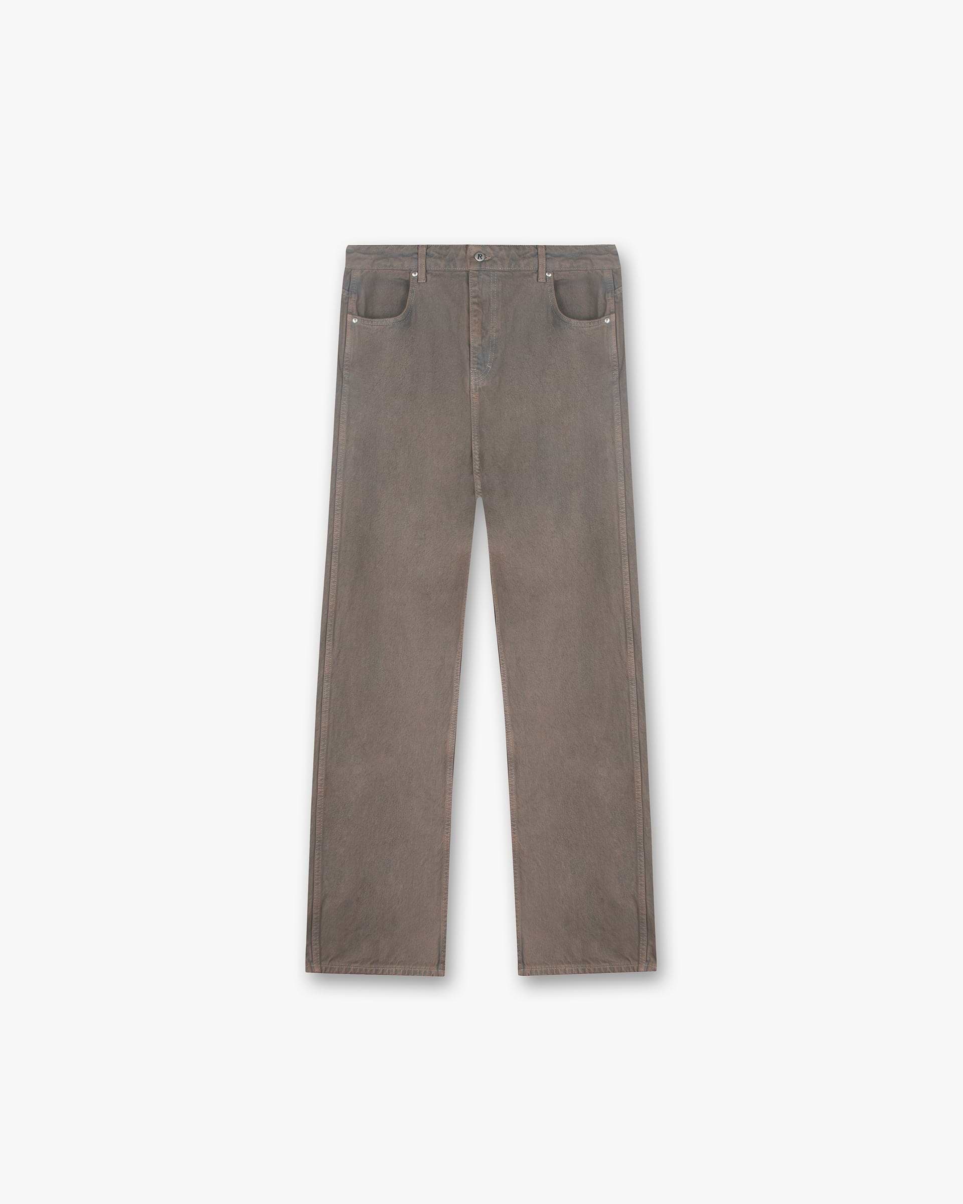 Front product image of mens grey denim on a plain white background | R3 Baggy Denim in Rock | Baggy fit denim pants | SS24 Denim | Represent Clo
