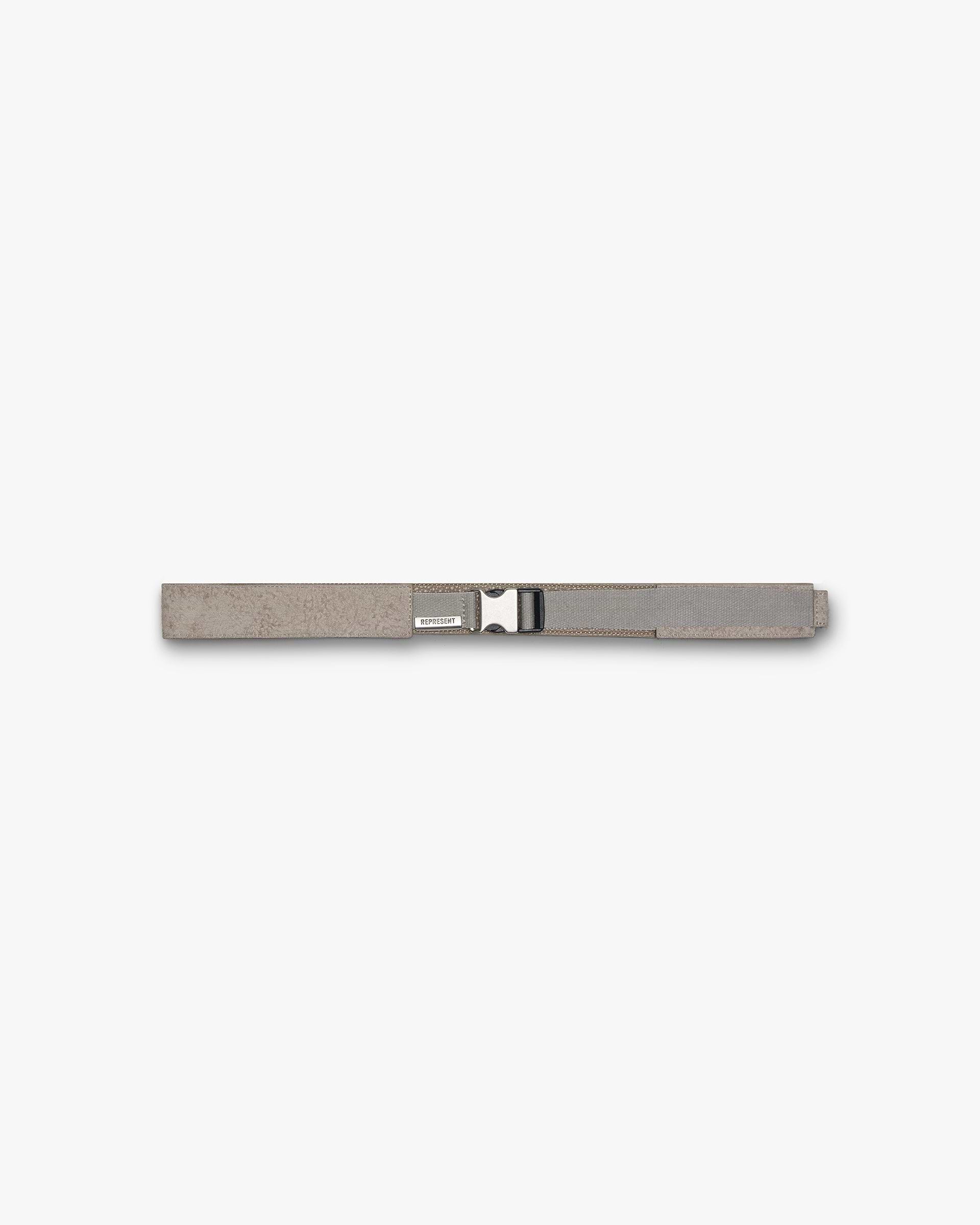 Front product image of a mens cashmere belt on a plain white background | Represent Belt in Cashmere | Premium cashmere blend belt | SS24 Accessories | Represent Clo