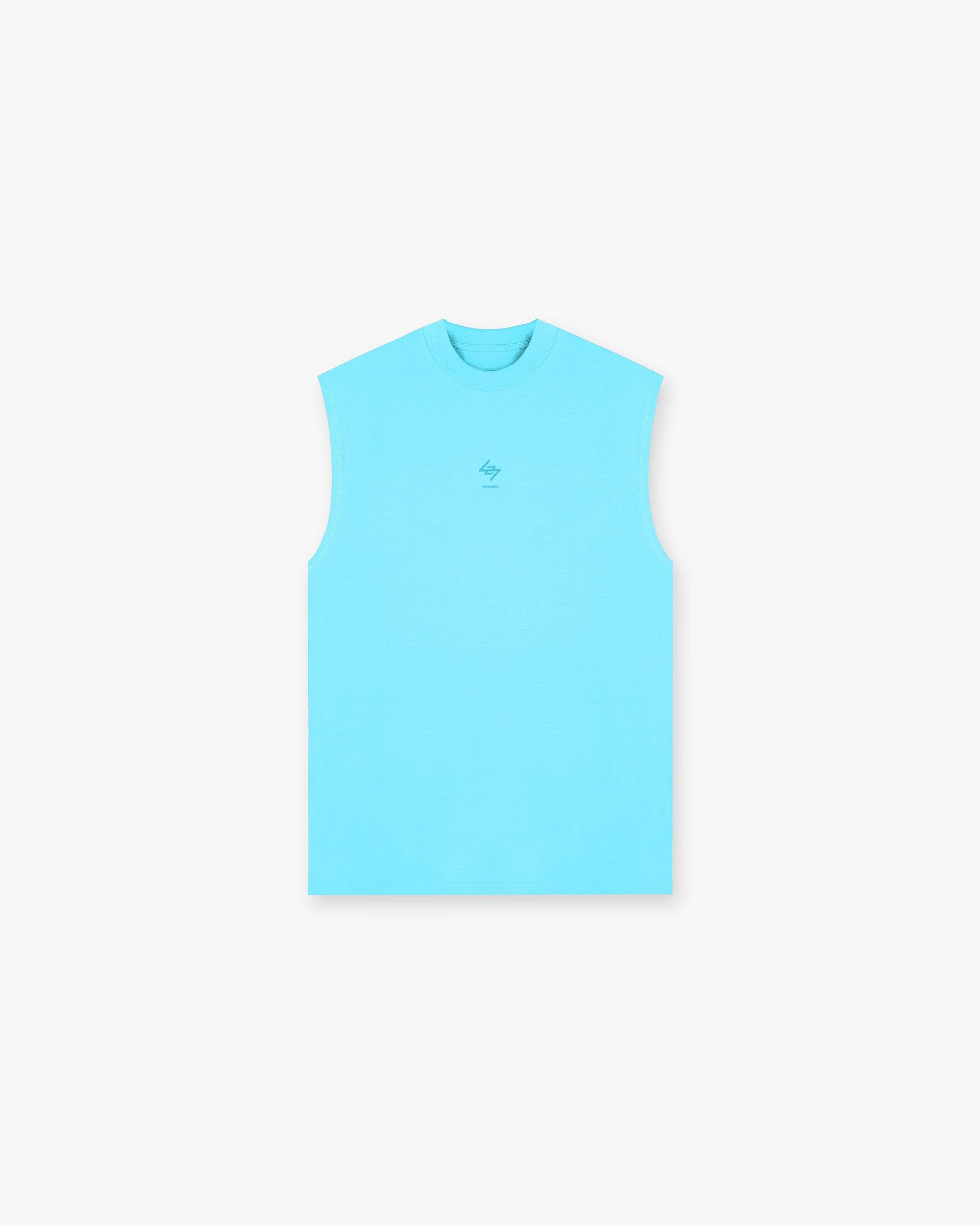 Front product image of a mens blue oversized tank on a plain white background | 247 Oversized Tank in Ultra Blue | Cotton oversized tank | 247 T-Shirts | Represent Clo