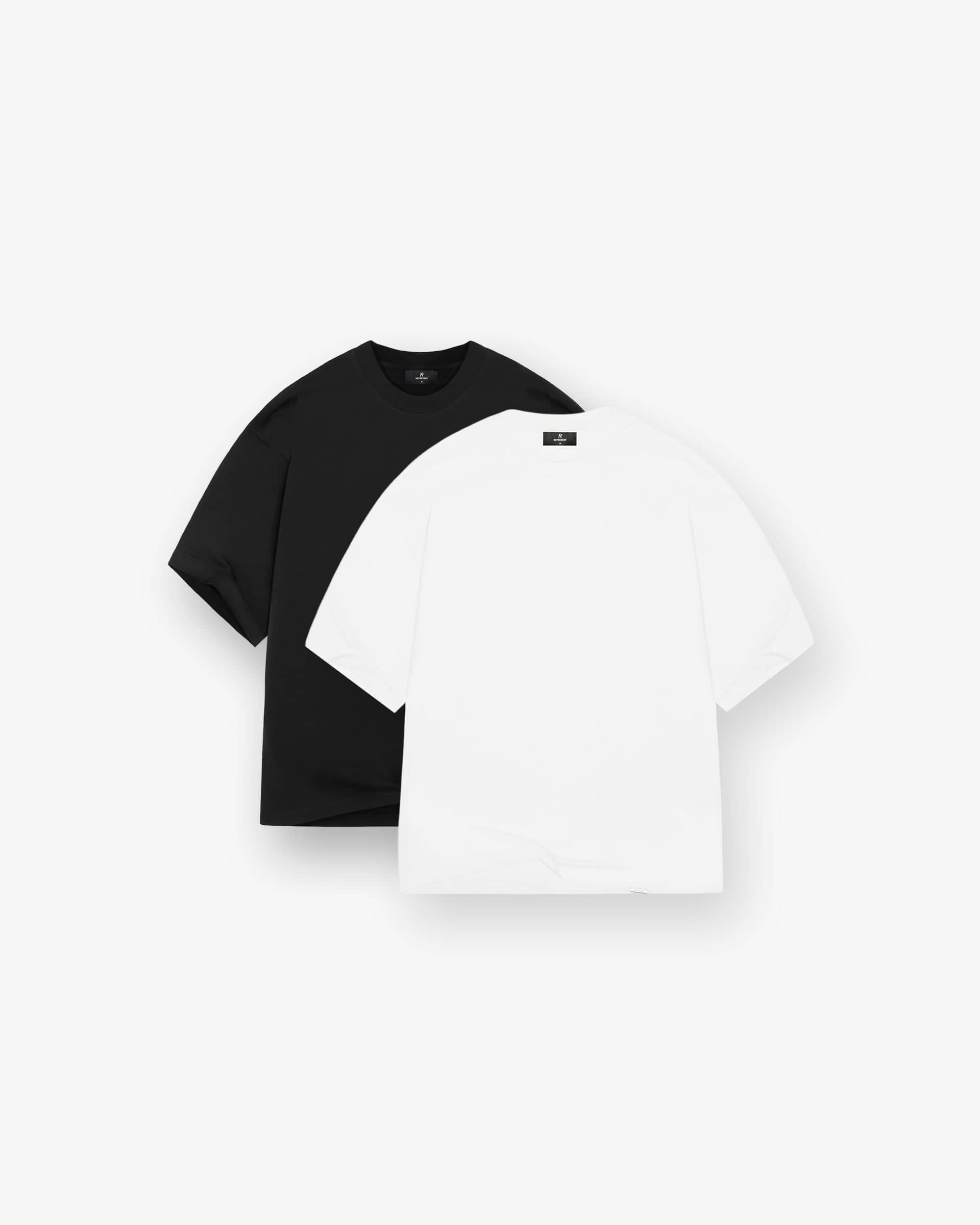 2 x Initial Boxy T-Shirt - Flat White & Black