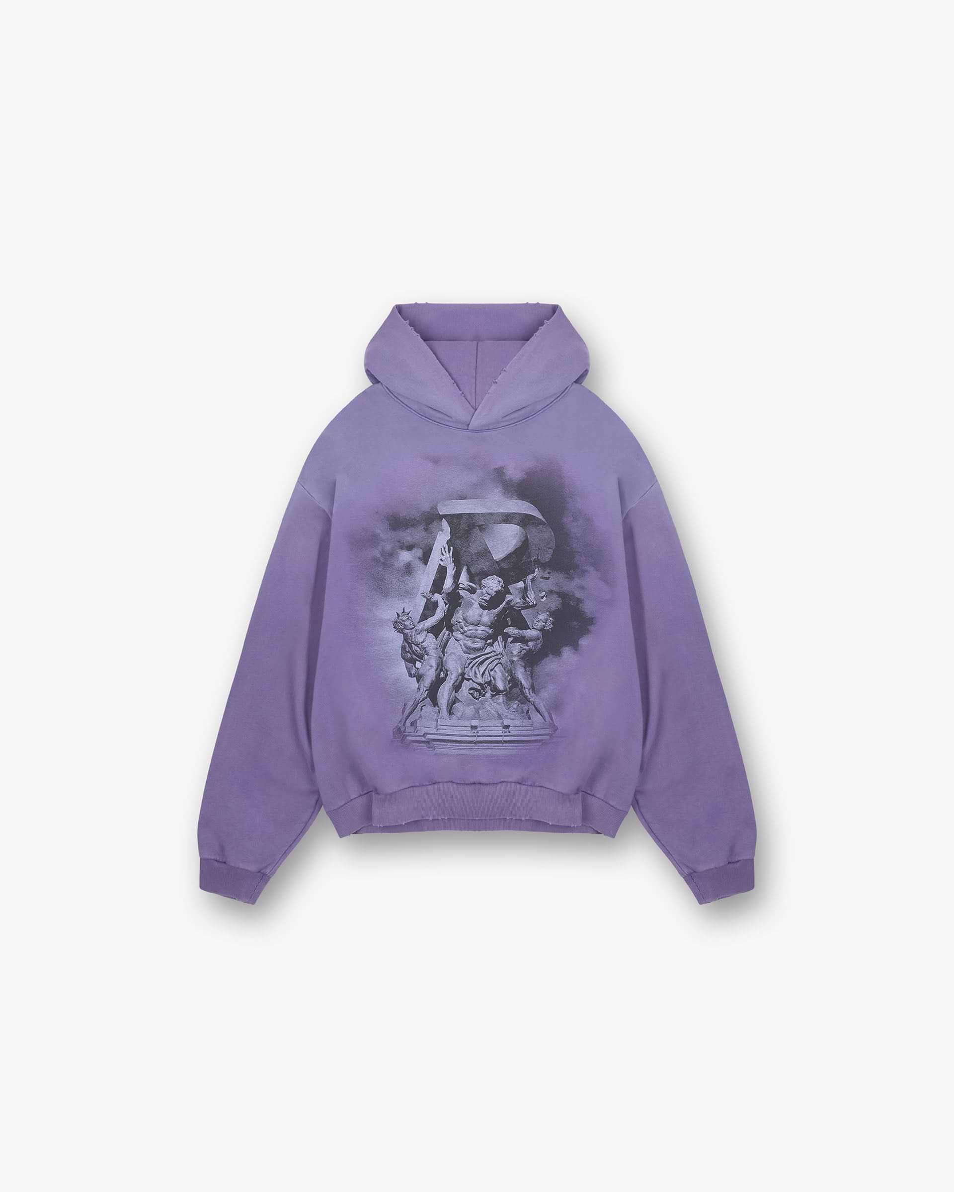 Front product image of a mens purple hoodie on a plain white background | Atlas Hoodie in Purple | Hoodie with super soft finish | FW24 Hoodies | Represent Clo