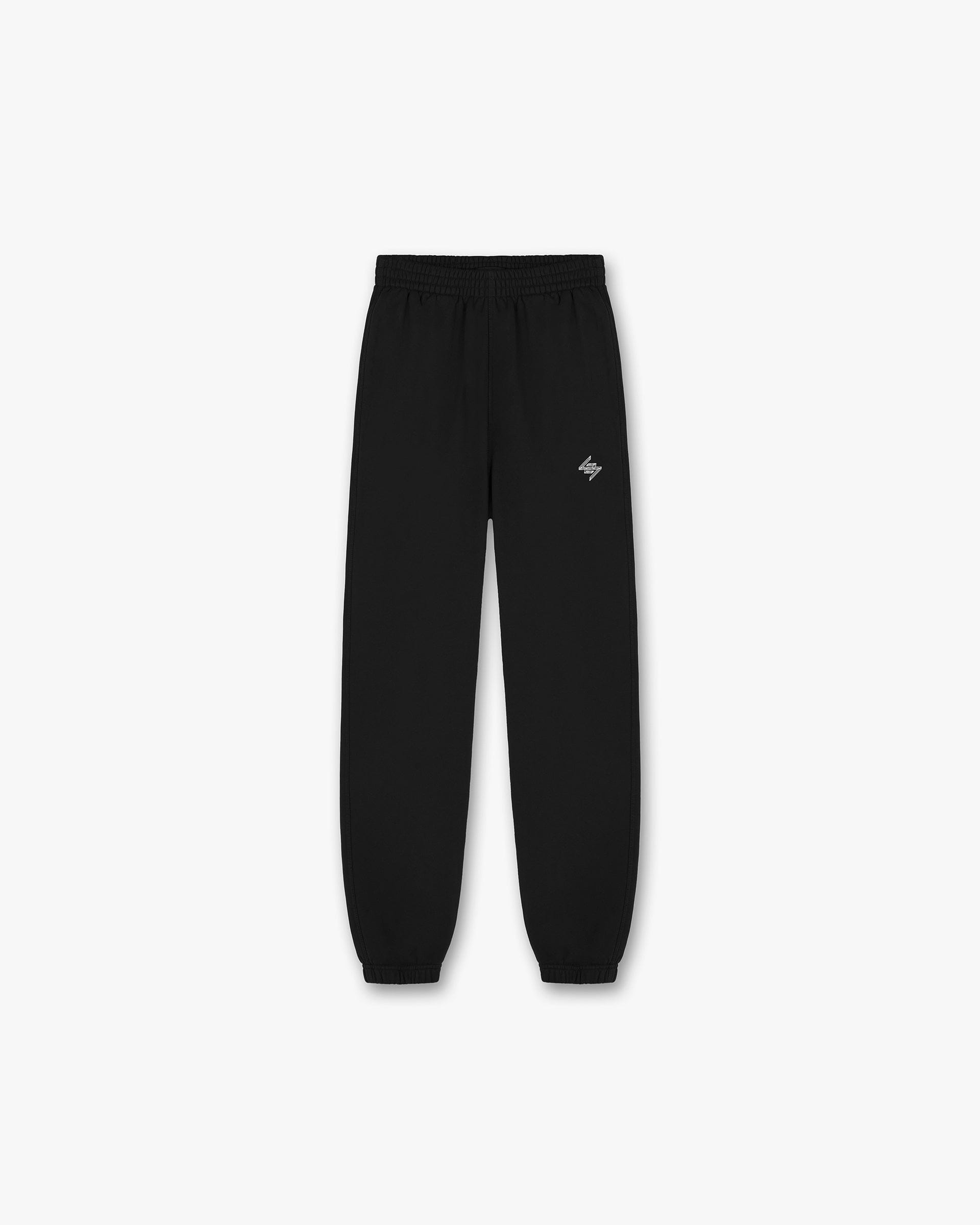 Back product image of mens black sweatpants on a plain white background | 247 New York Sweatpant in Black | Joggers with elasticated cuffs and internal drawcord waistband | 247 Pants | Represent Clo