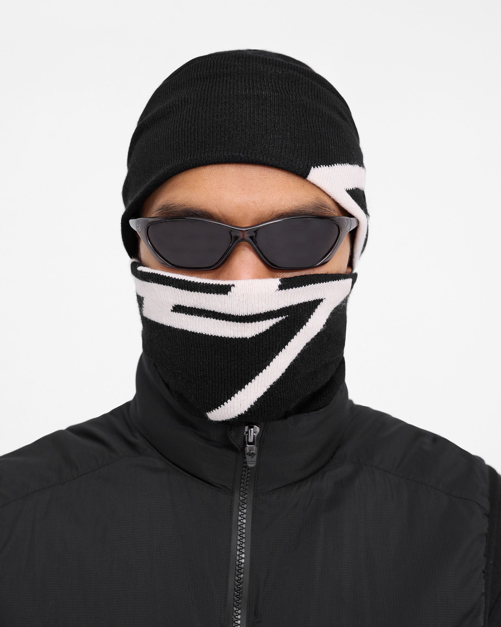 Back product image of a mens black snood on a plain white background | 247 Knitted Snood in Black | Wool blend snood with self fabric lining | 247 Accessories | Represent Clo