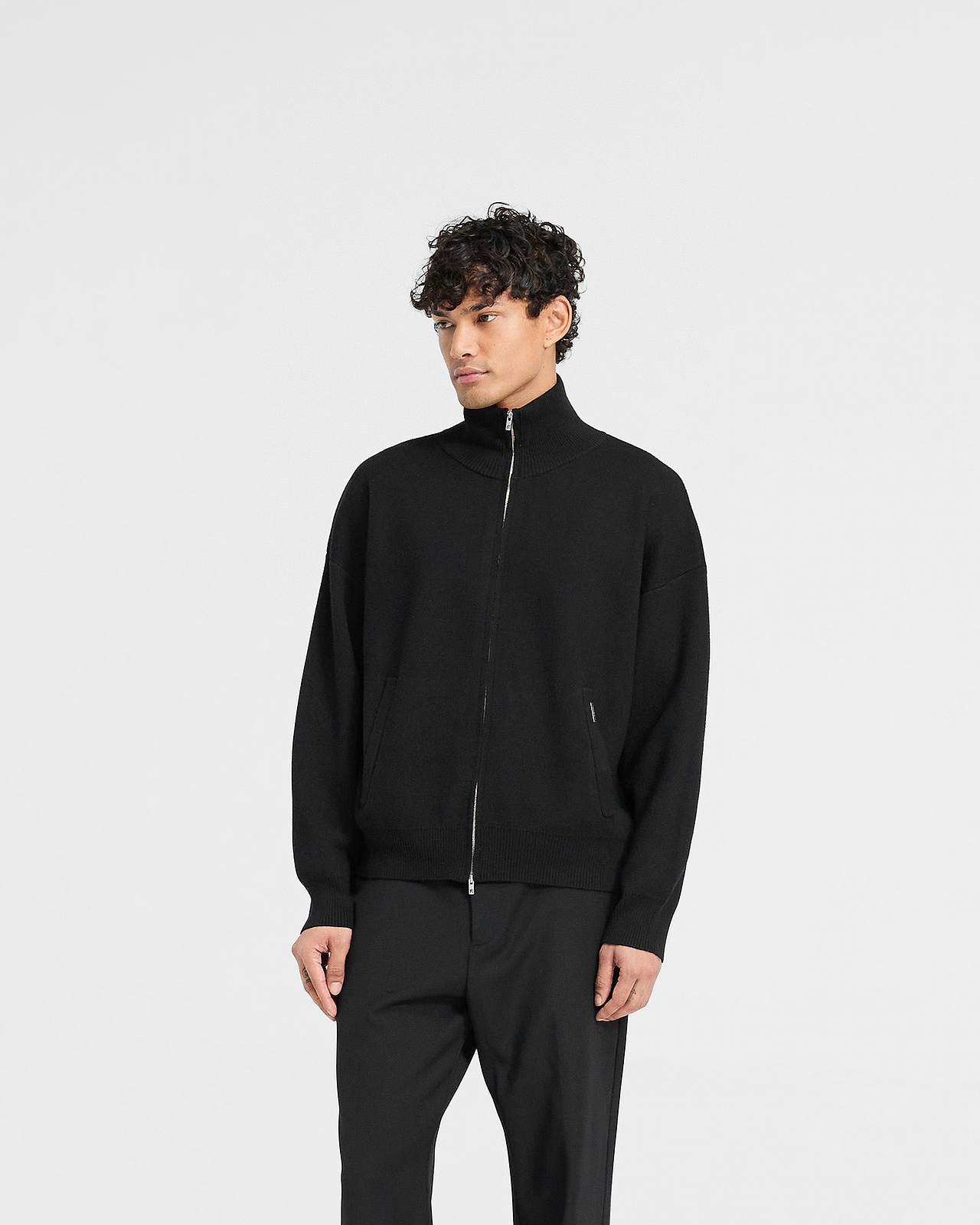 Initial Knitted Track Jacket - Jet Black | REPRESENT