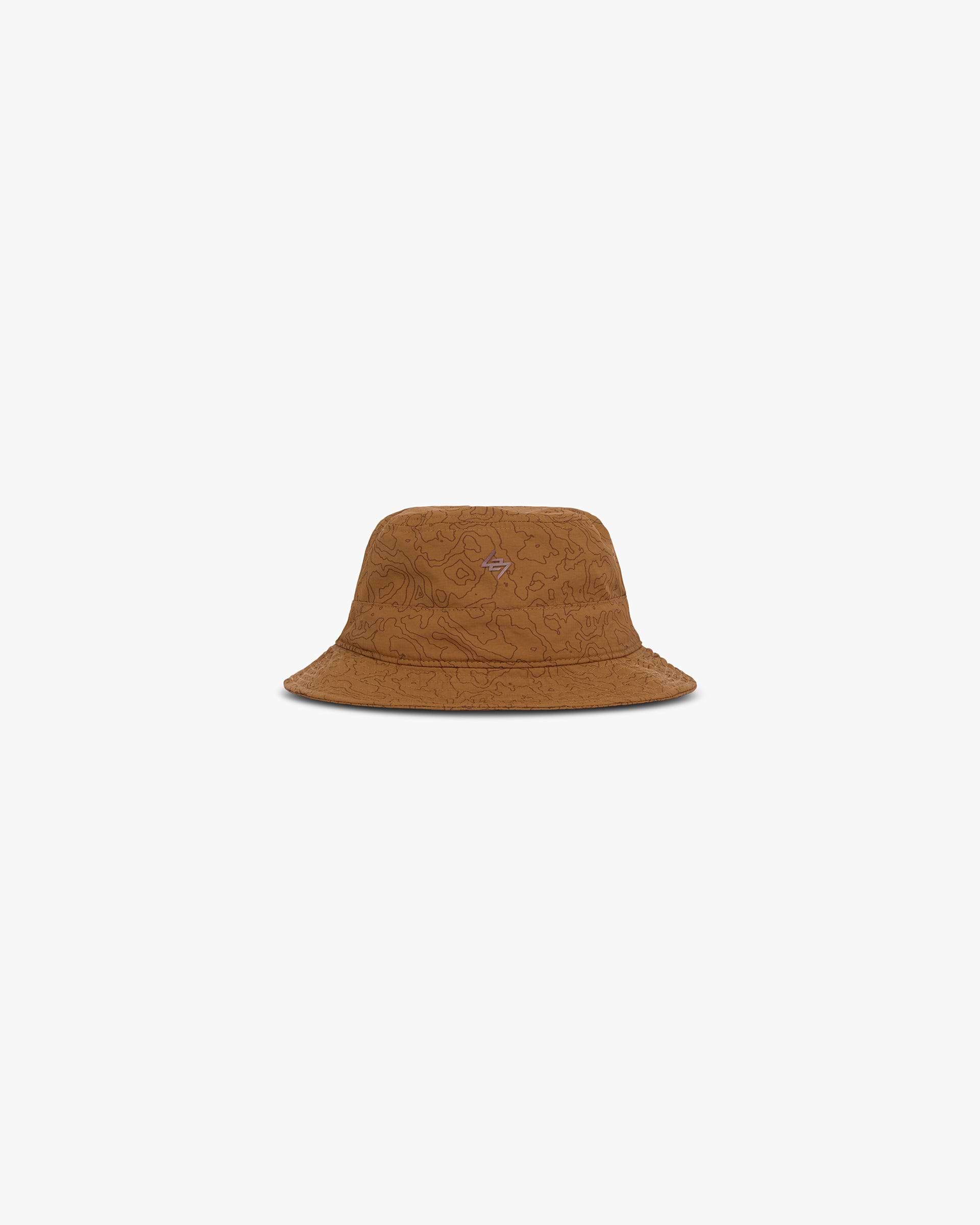 Front product image of a mens rust bucket hat on a plain white background | 247 Contour Bucket Hat in Rust | Lightweight bucket hat with breathable mesh panels | 247 Accessories | Represent Clo