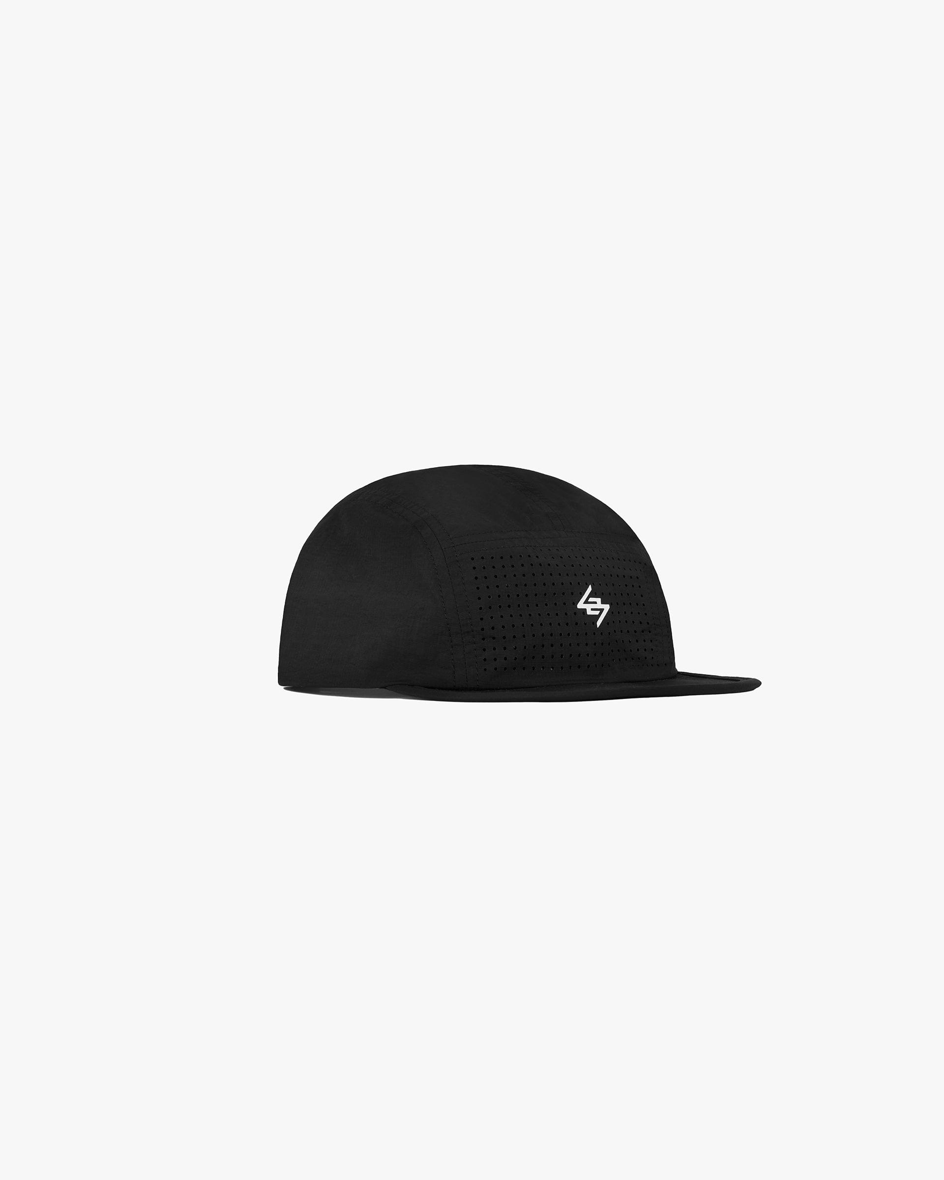 Front product image of a mens black cap on a plain white background | 247 Ripstop Cap in Black | Ripstop fabric cap with branded design | 247 Accessories | Represent Clo
