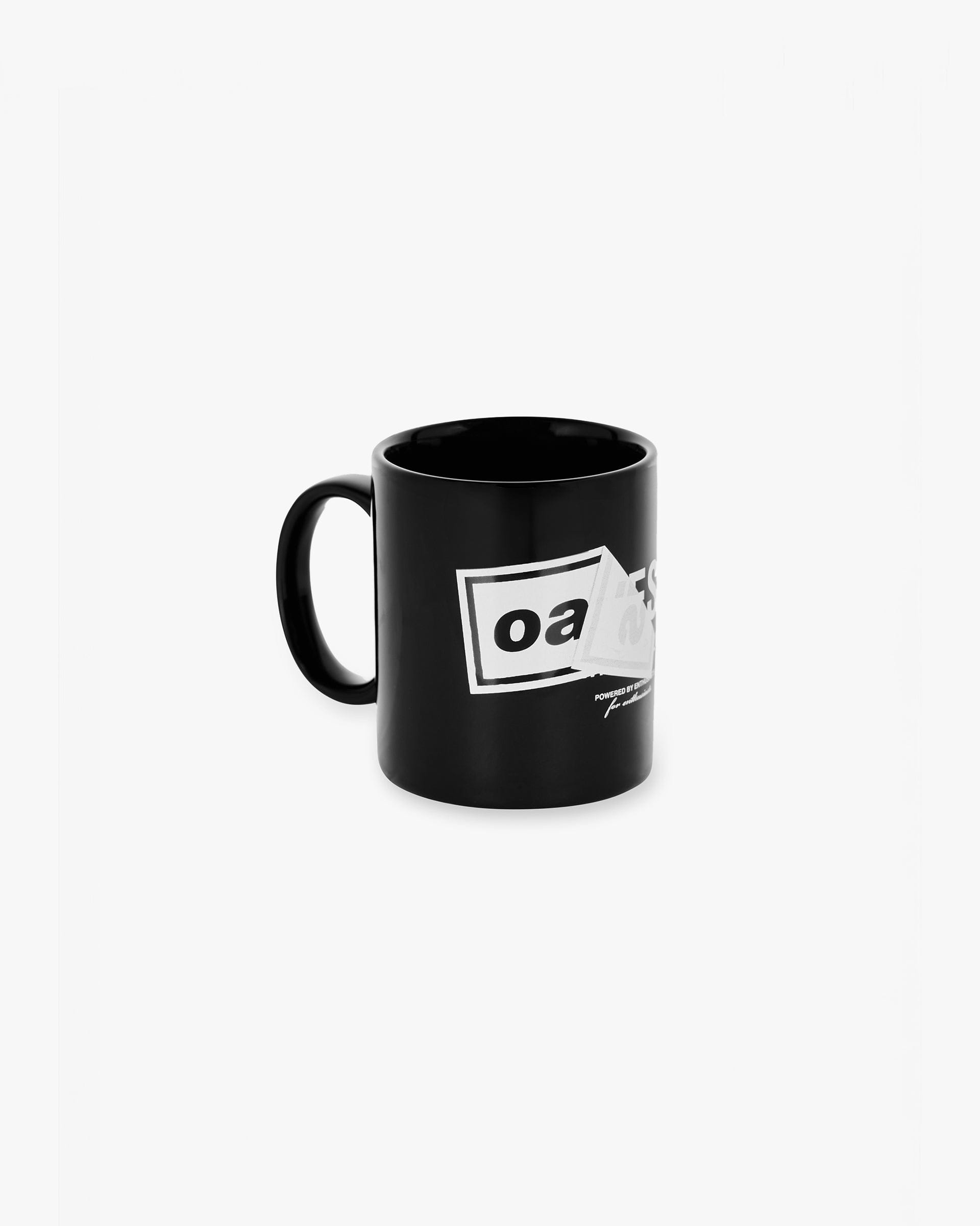 Front product image of a black mug on a plain white background | Represent X Oasis Mug in Black | Black ceramic mug | FW24 Accessories | Represent Clo
