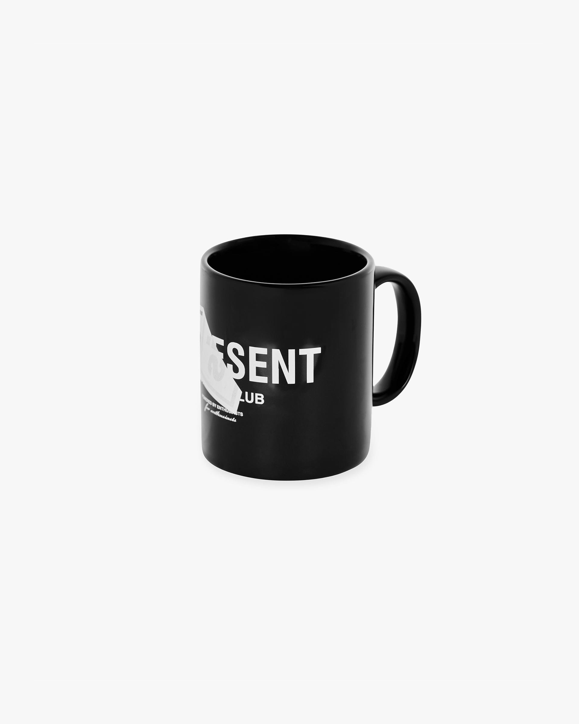 Back product image of a mens black mug on a plain white background | Represent X Oasis Mug in Black | Mug with Oasis Fly Poster artwork | FW24 Accessories | Represent Clo