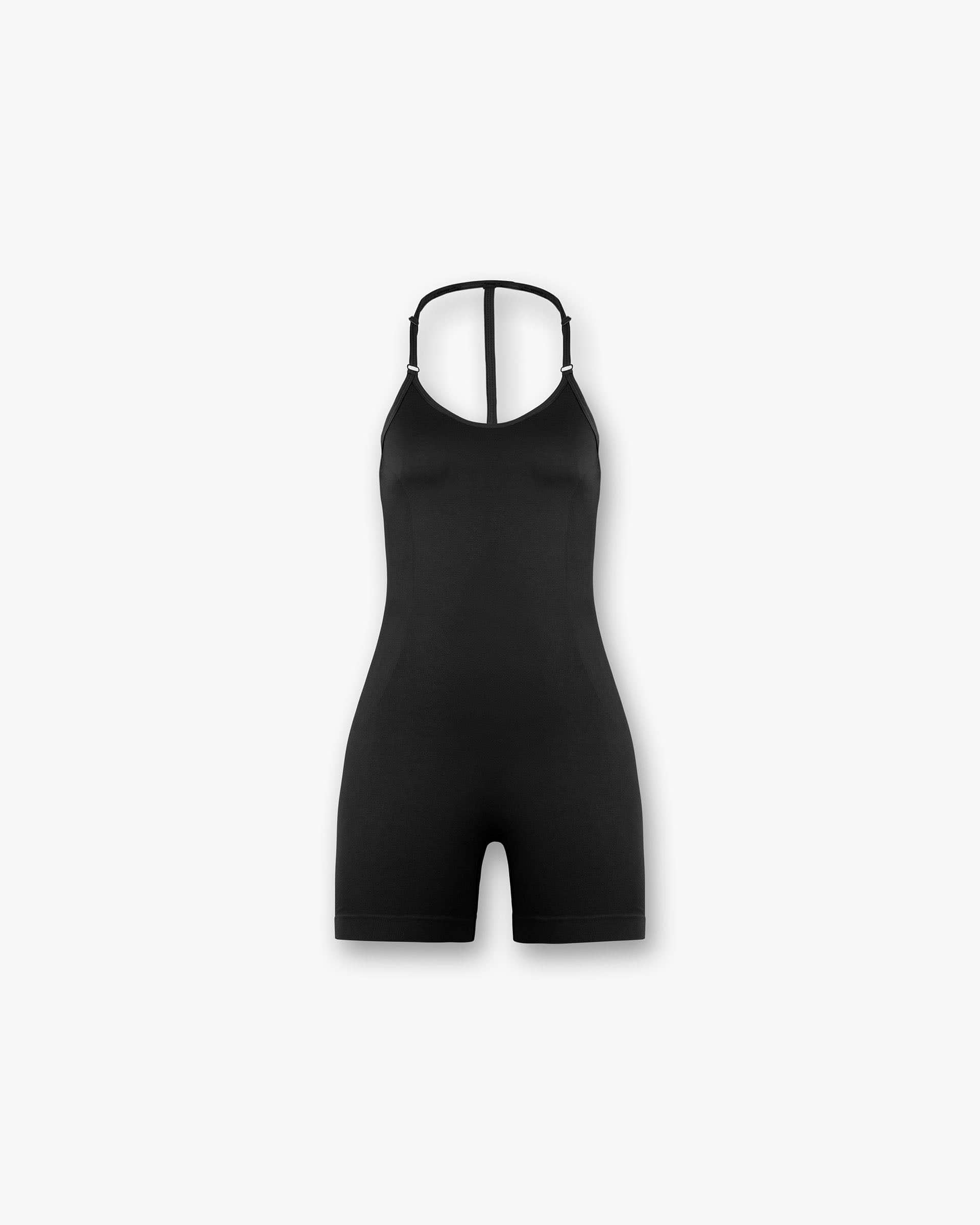 Front product image of a womens black jumpsuit on a plain white background | Owners Club Seamless Jumpsuit in Jet Black | Seamless design full-length jumpsuit | Womens Owners Club Jumpsuits | Represent Clo