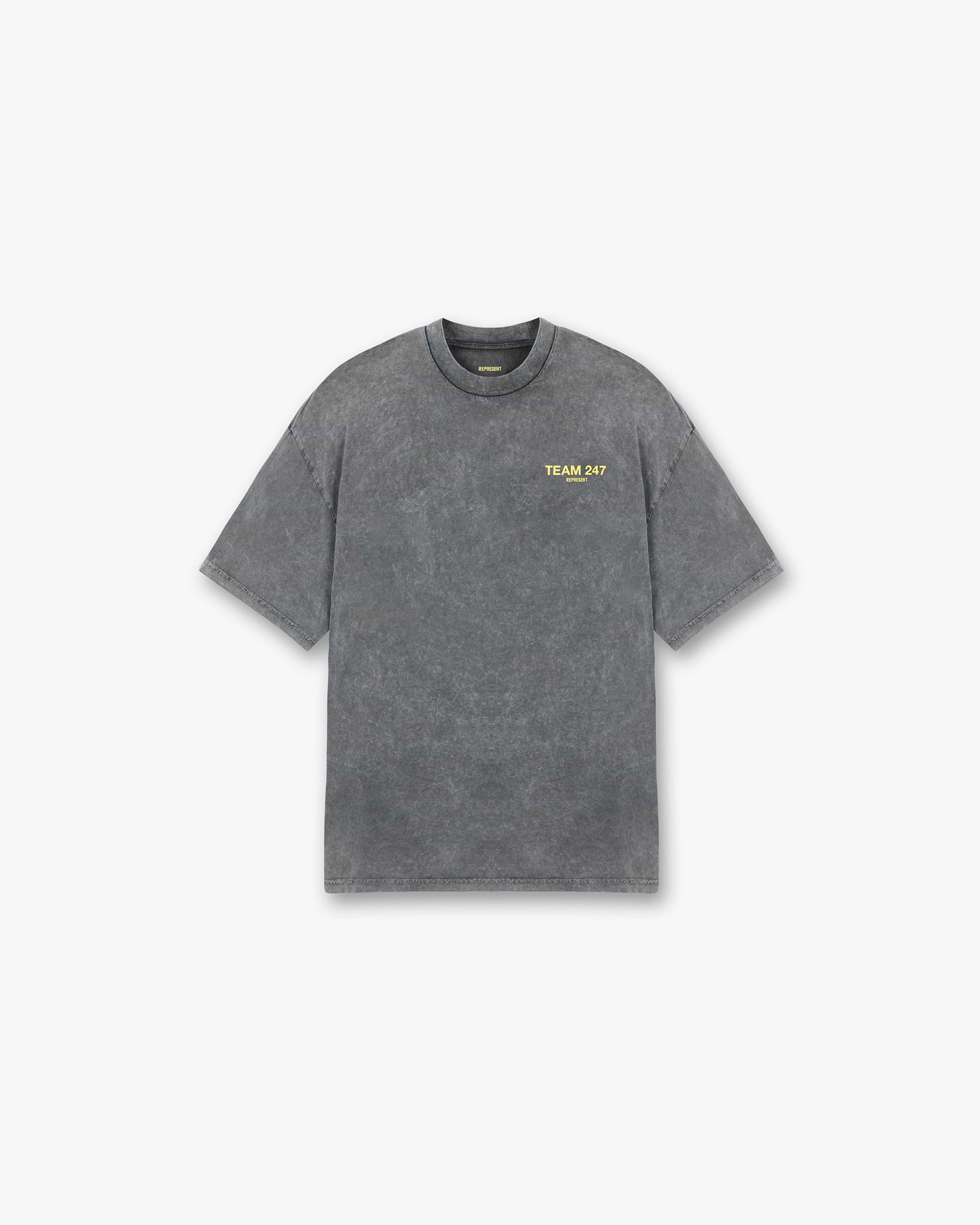 Front product image of a mens grey t-shirt on a plain white background | Team 247 Oversized T-Shirt in Pewter Lemon | Oversized mens t-shirt | 247 T-Shirts | Represent Clo