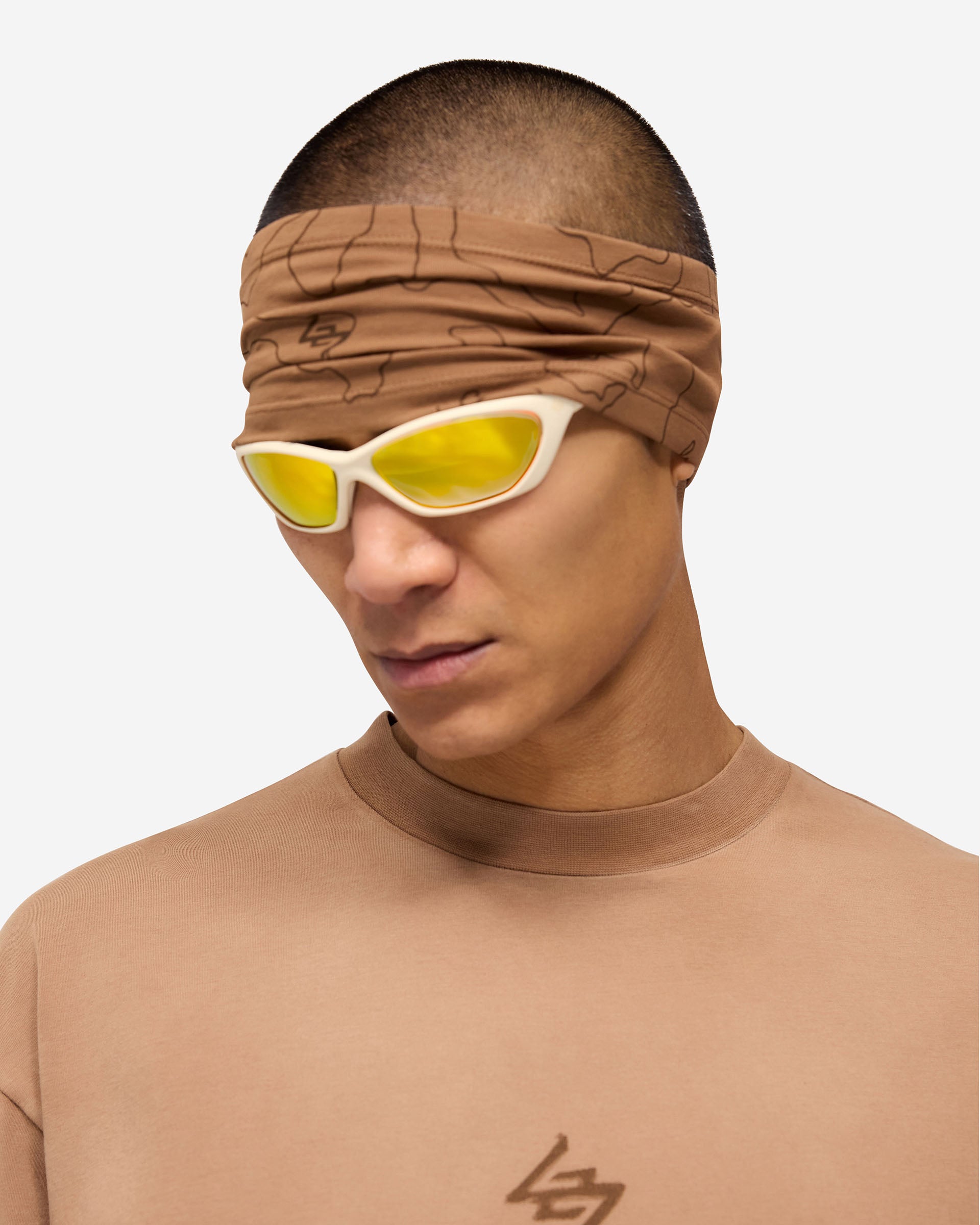 Back product image of a mens rust headband on a plain white background | 247 Contour Headband in Rust | Running headband with reflective contour design | 247 Accessories | Represent Clo
