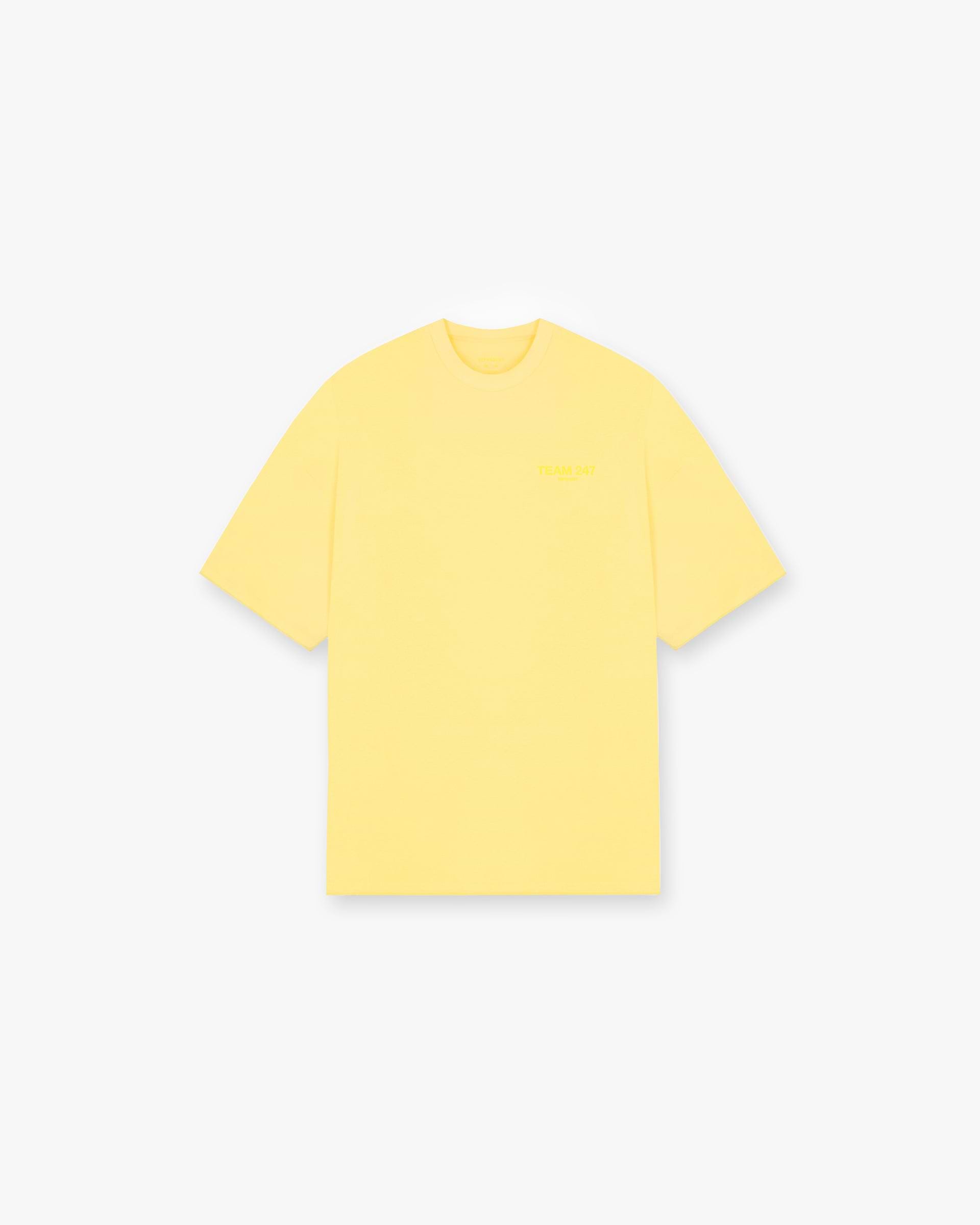 Front product image of a mens lemon t-shirt on a plain white background | Team 247 Oversized T-Shirt in Lemon | Oversized t-shirt with premium cotton | 247 T-Shirts | Represent Clo
