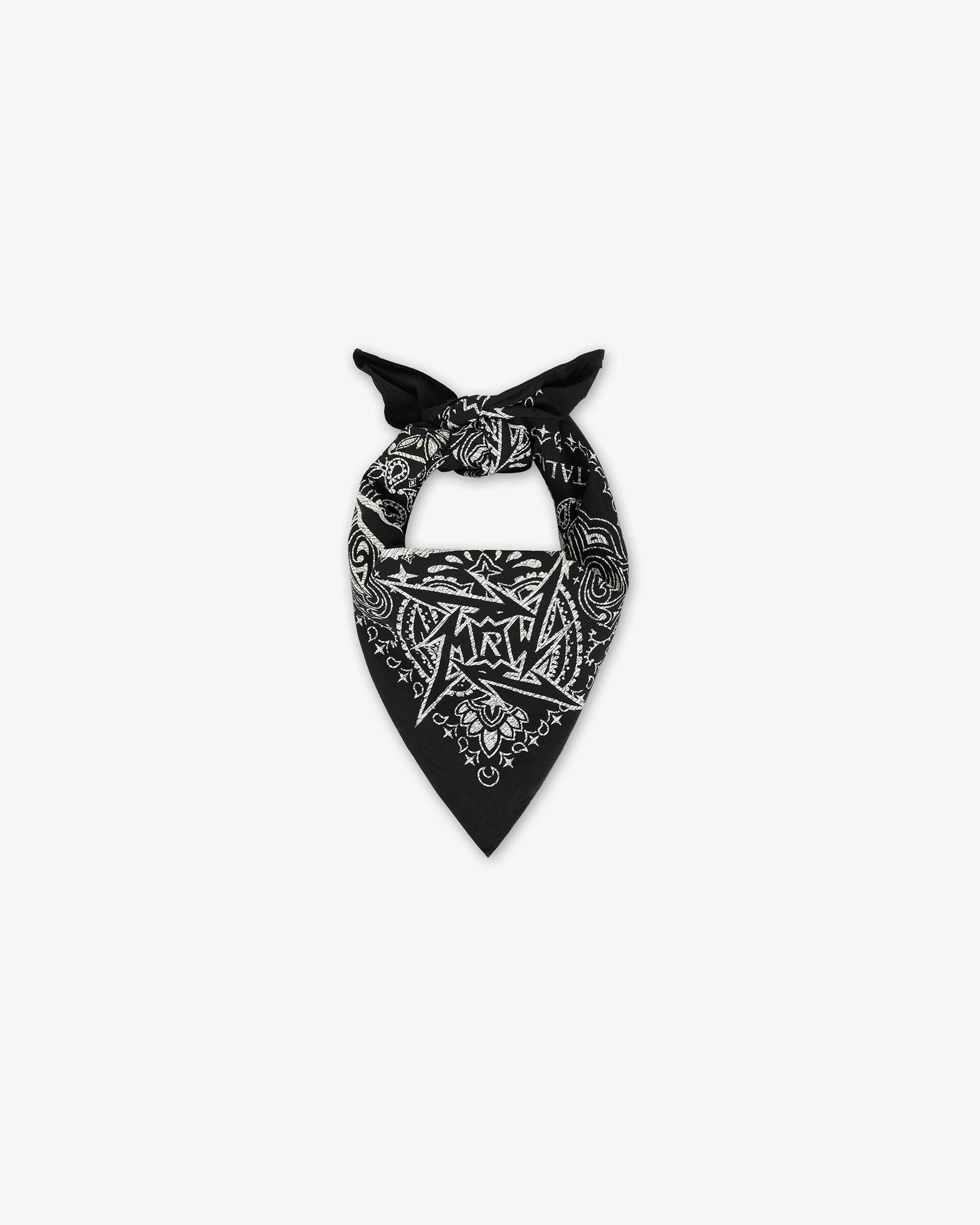 Back product image of a mens black bandana on a plain white background | Represent X Metallica Bandana in Black | Cotton bandana with cracked print | SS24 Accessories | Represent Clo