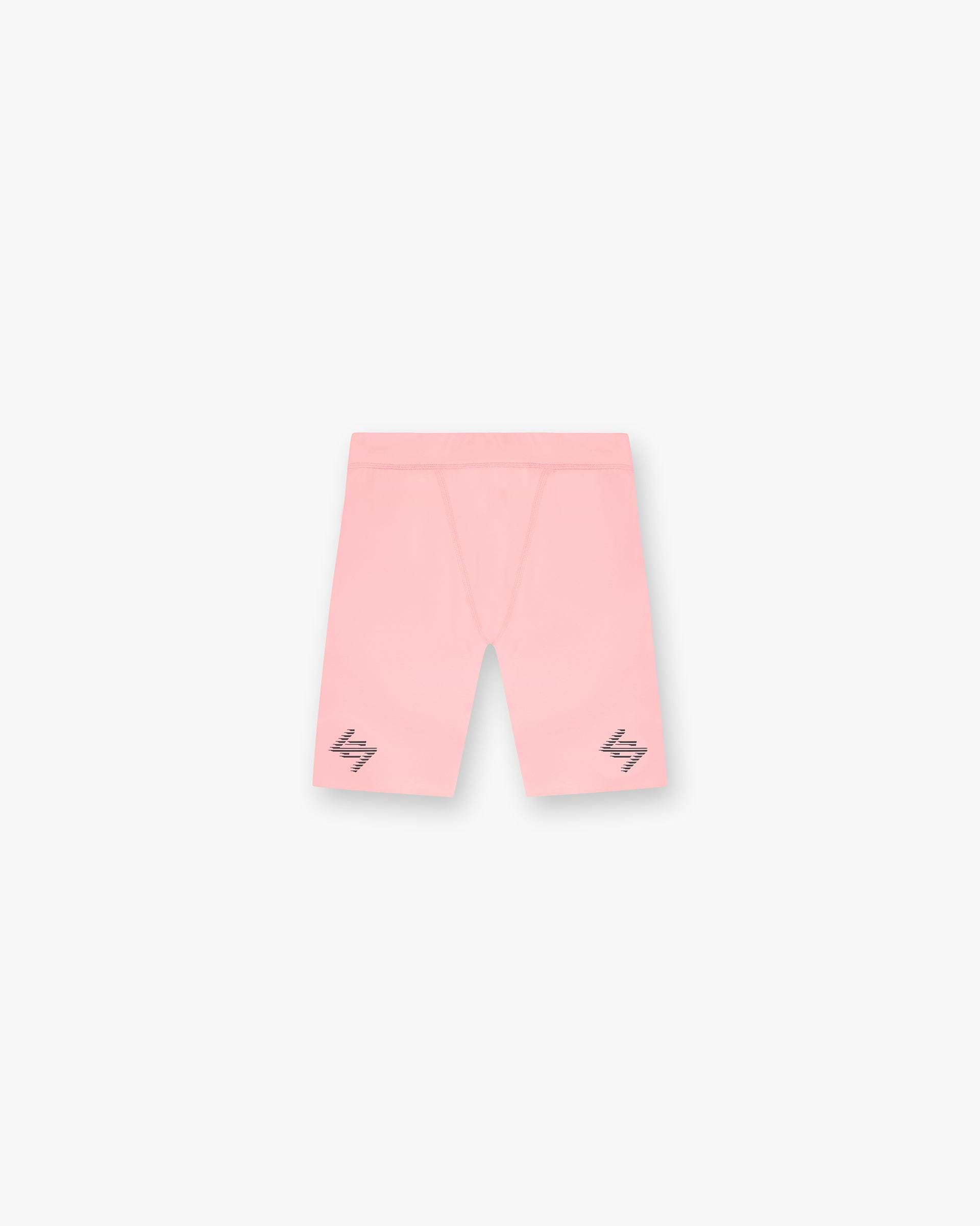 Front product image of womens pink half tight on a plain white background | 247 Los Angeles Half Tight in Pink | Half tight shorts with body skimming fit | 247 Shorts | Represent Clo
