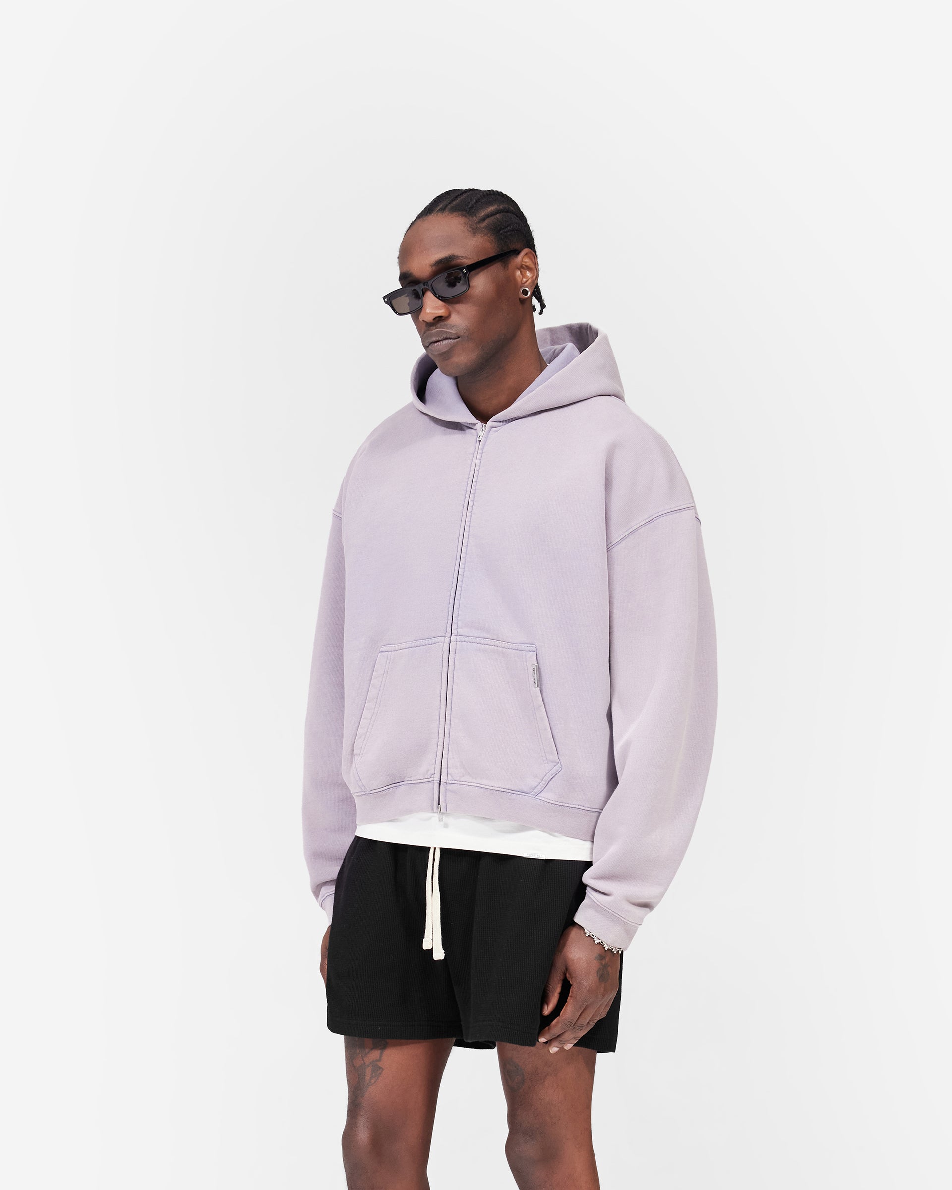Initial Boxy Zip Through Hoodie - Mist