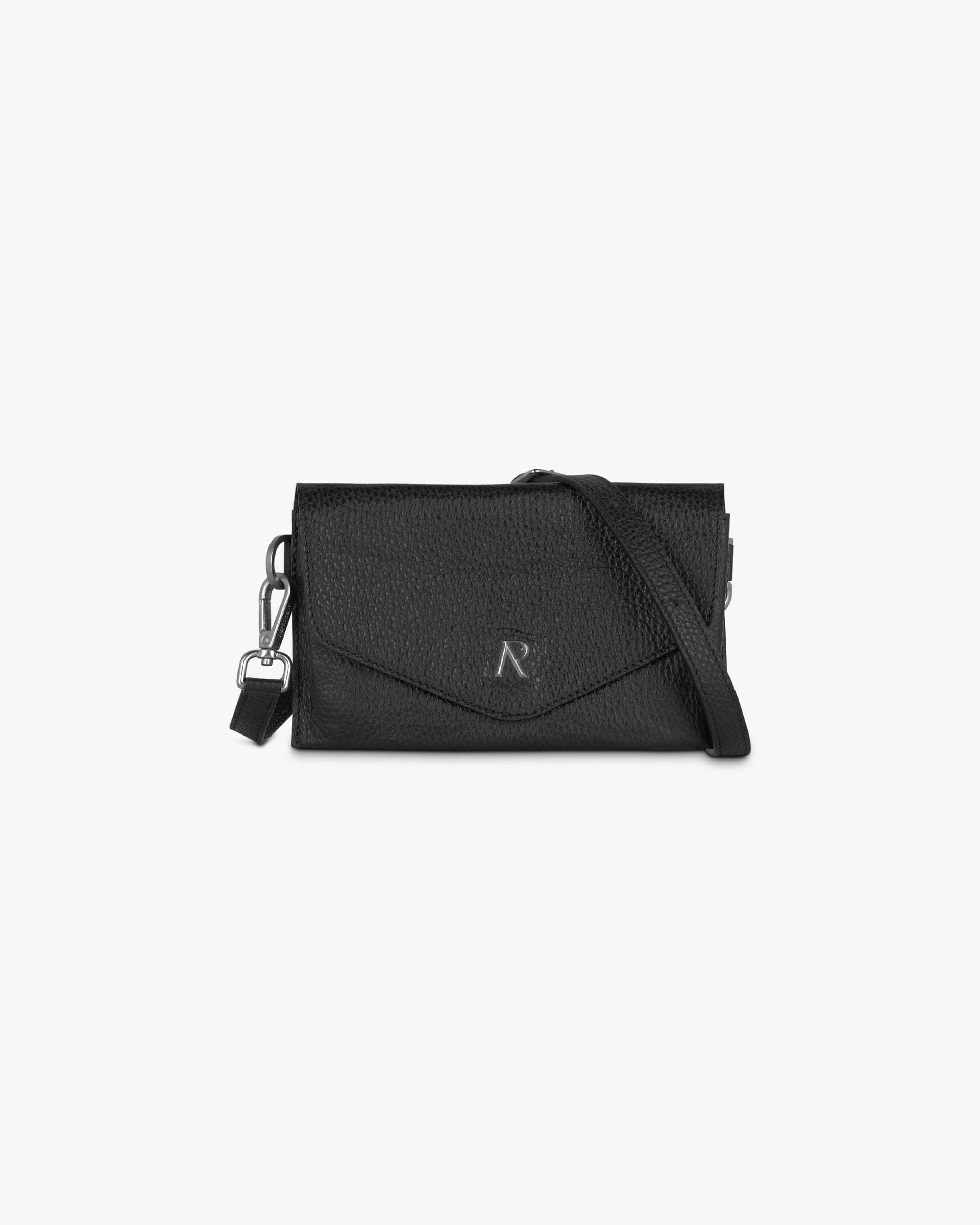 Back product image of a mens black crossbody bag on a plain white background | Sunglasses Crossbody Bag in Jet Black | Crossbody bag with adjustable strap and Represent logo | SS25 Accessories | Represent Clo