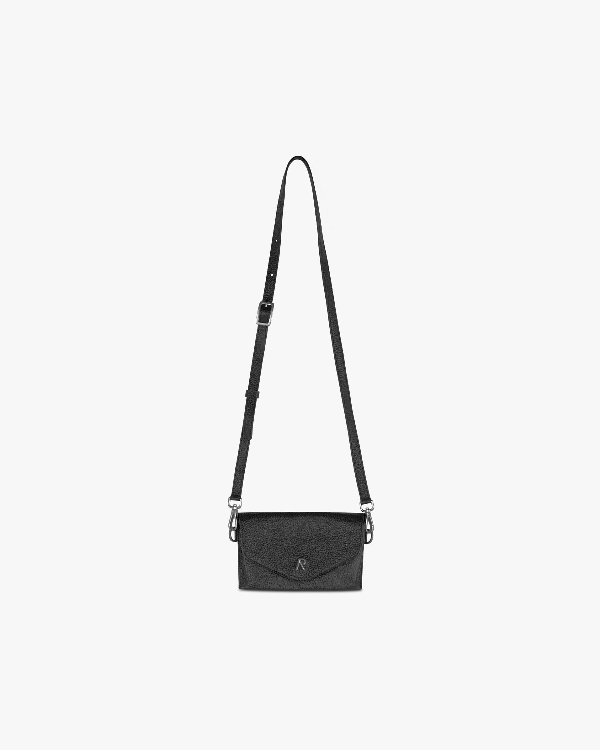 Front product image of a mens black crossbody bag on a plain white background | Sunglasses Crossbody Bag in Jet Black | Nylon crossbody bag | SS25 Accessories | Represent Clo
