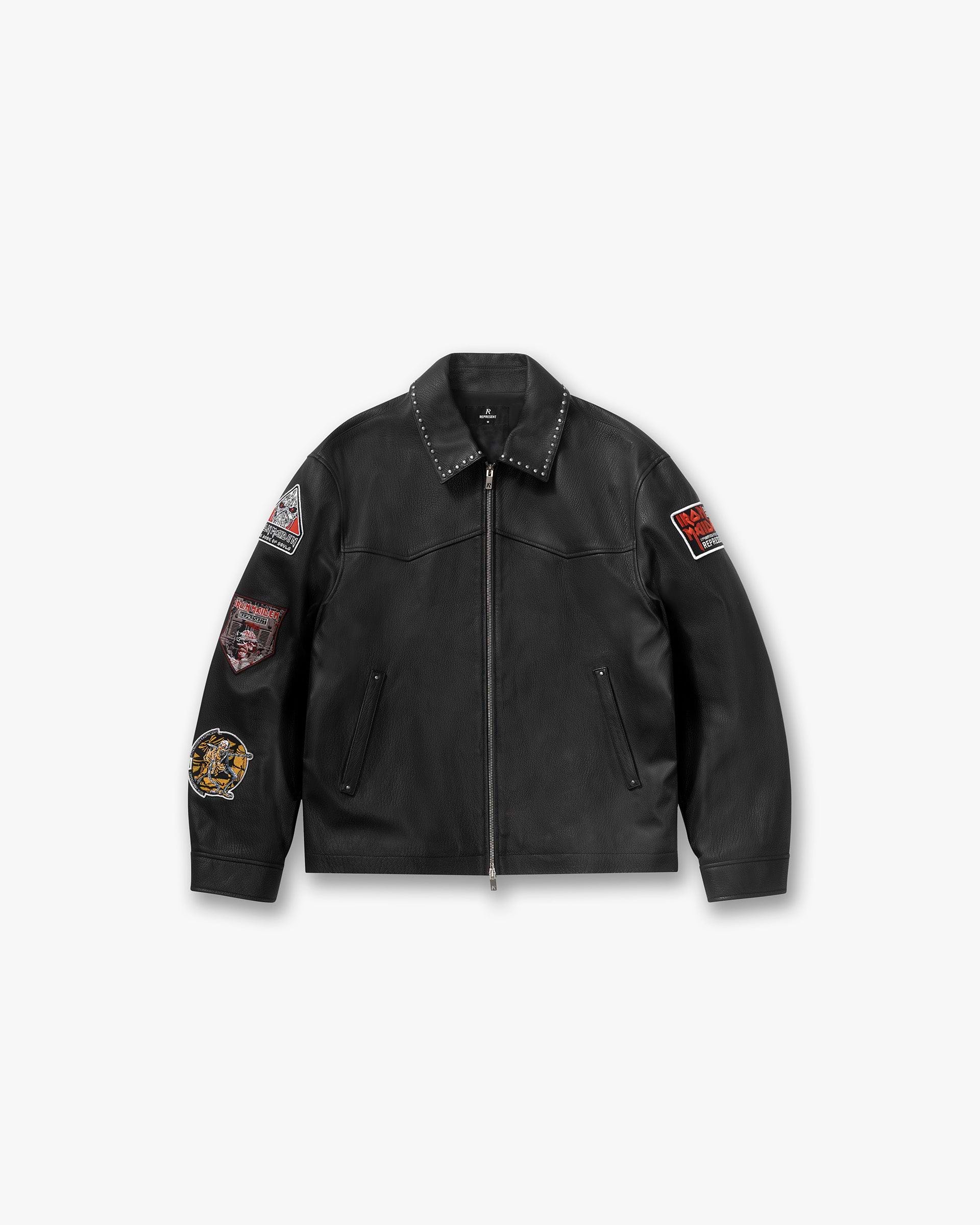 Represent X Iron Maiden Trooper Leather Jacket - Jet Black