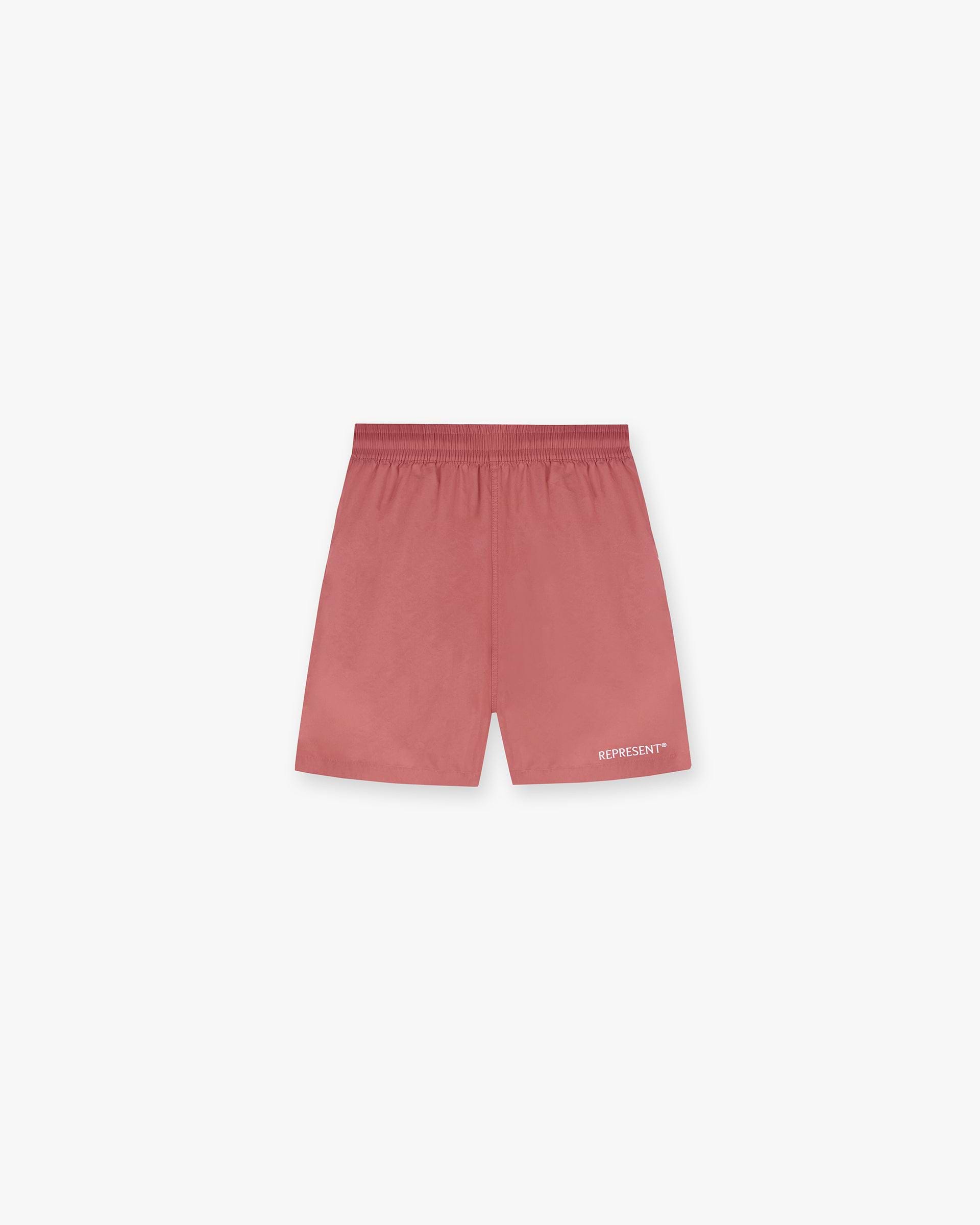 Front product image of mens yellow shorts on a plain white background | Represent Short in Sunrise | Oversized shorts with ribbed cuffs | SS24 Shorts | Represent Clo