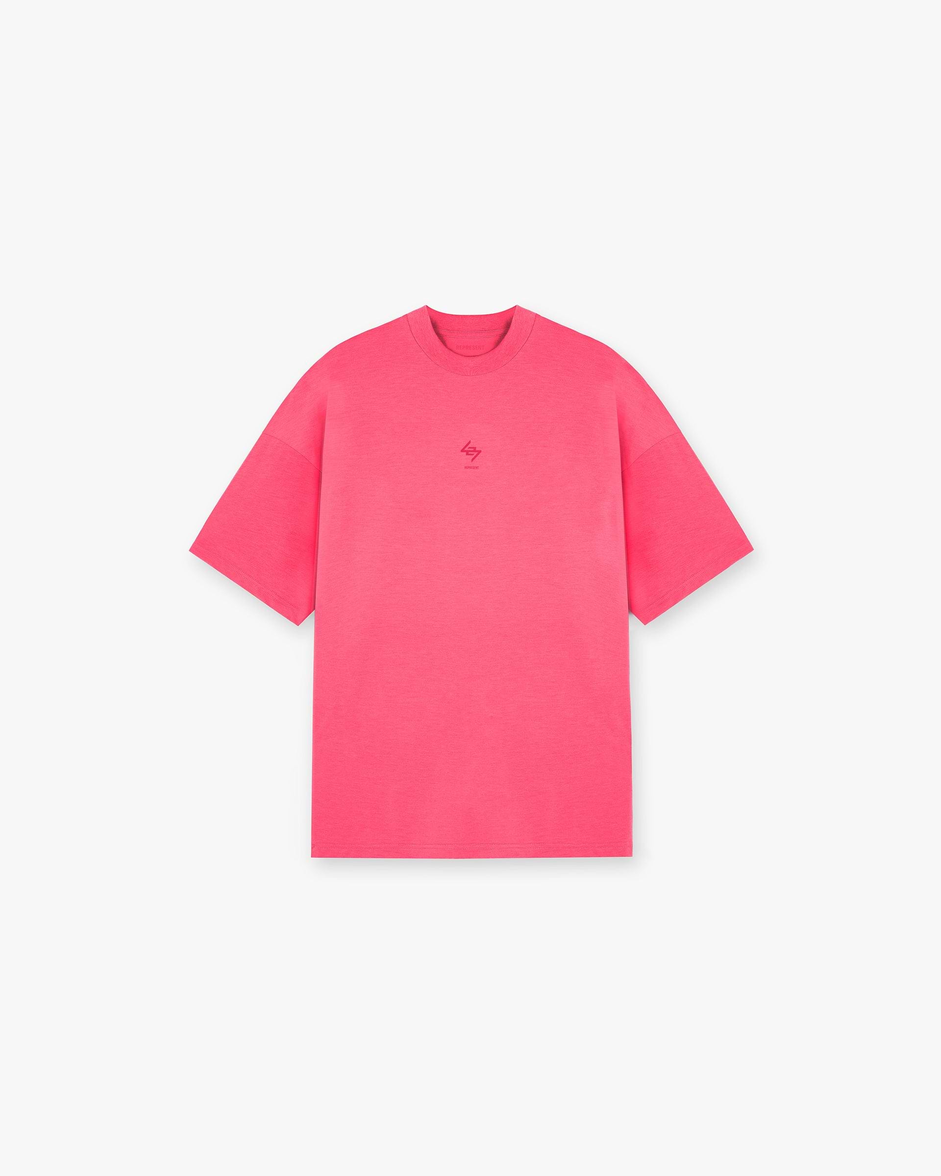 Front product image of a mens pink t-shirt on a plain white background | 247 Oversized T-Shirt in Ultra Pink | Oversized t-shirt | 247 T-Shirts | Represent Clo
