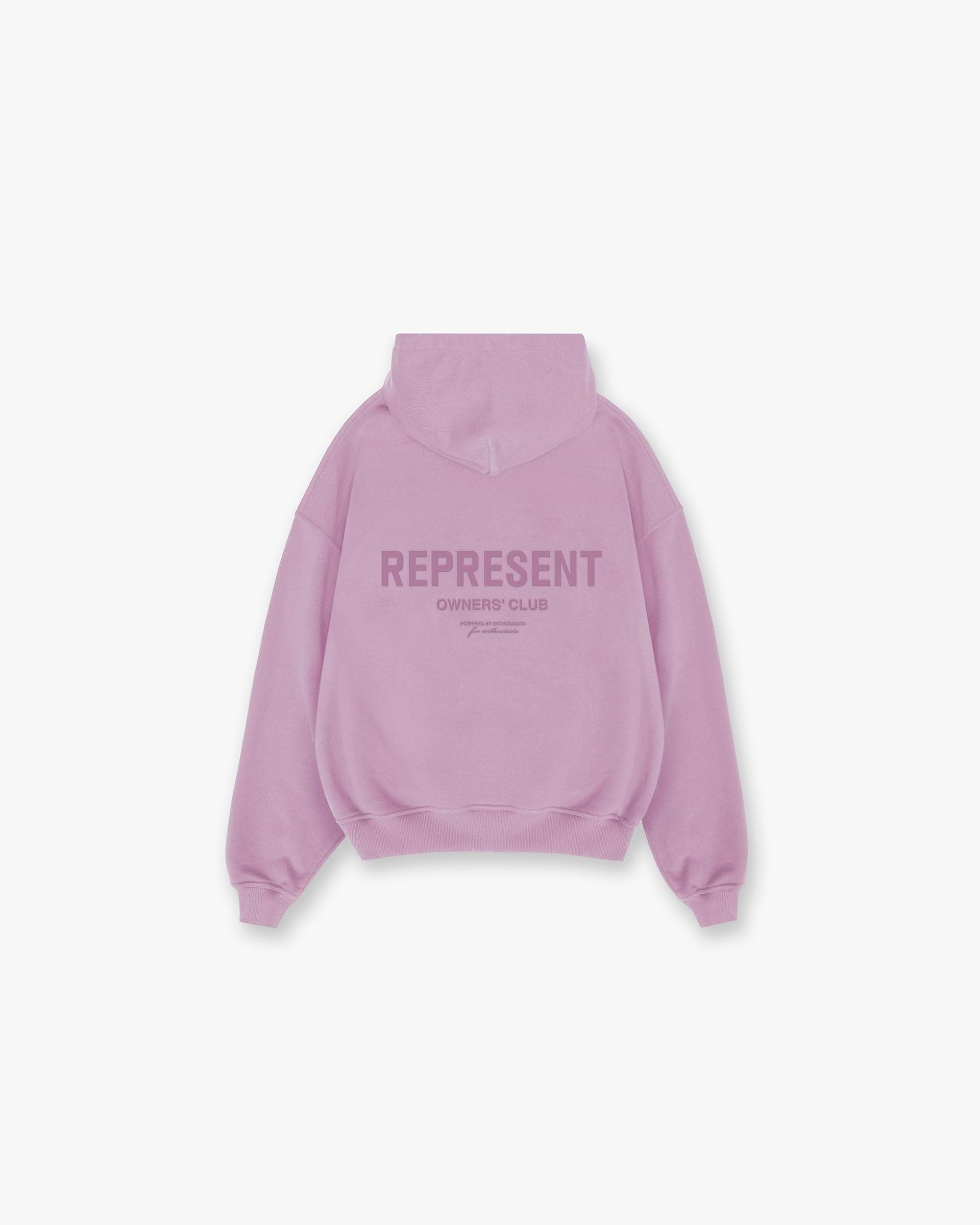 Front product image of a mens purple hoodie on a plain white background | Represent Owners Club Hoodie in Mid Purple | Regular fit hoodie | Owners Club Hoodies | Represent Clo