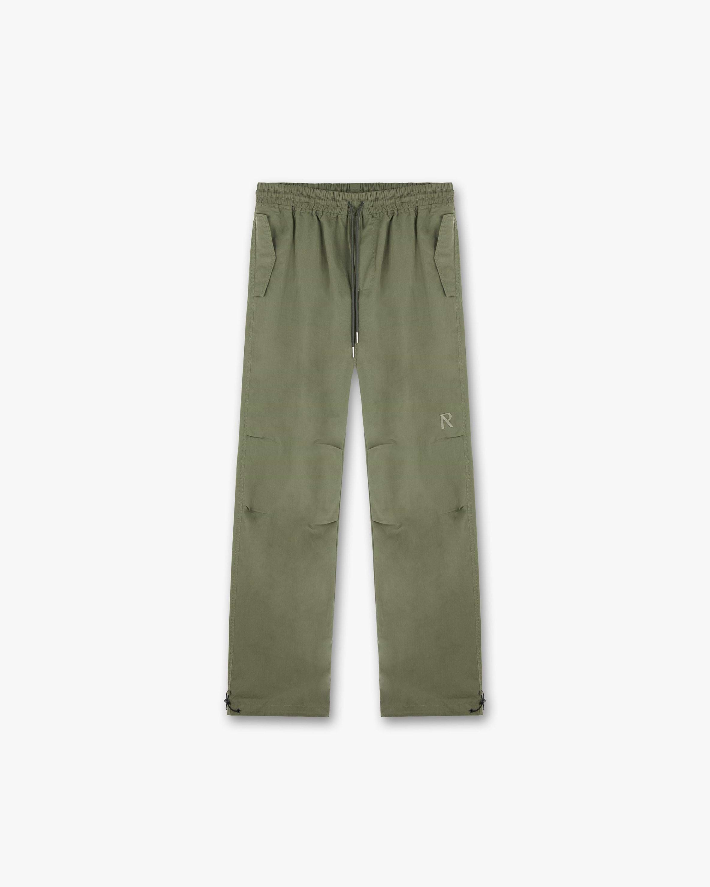 Front product image of mens khaki pants on a plain white background | Parachute Pant in Khaki | Relaxed fit parachute pants | SC23 Pants | Represent Clo