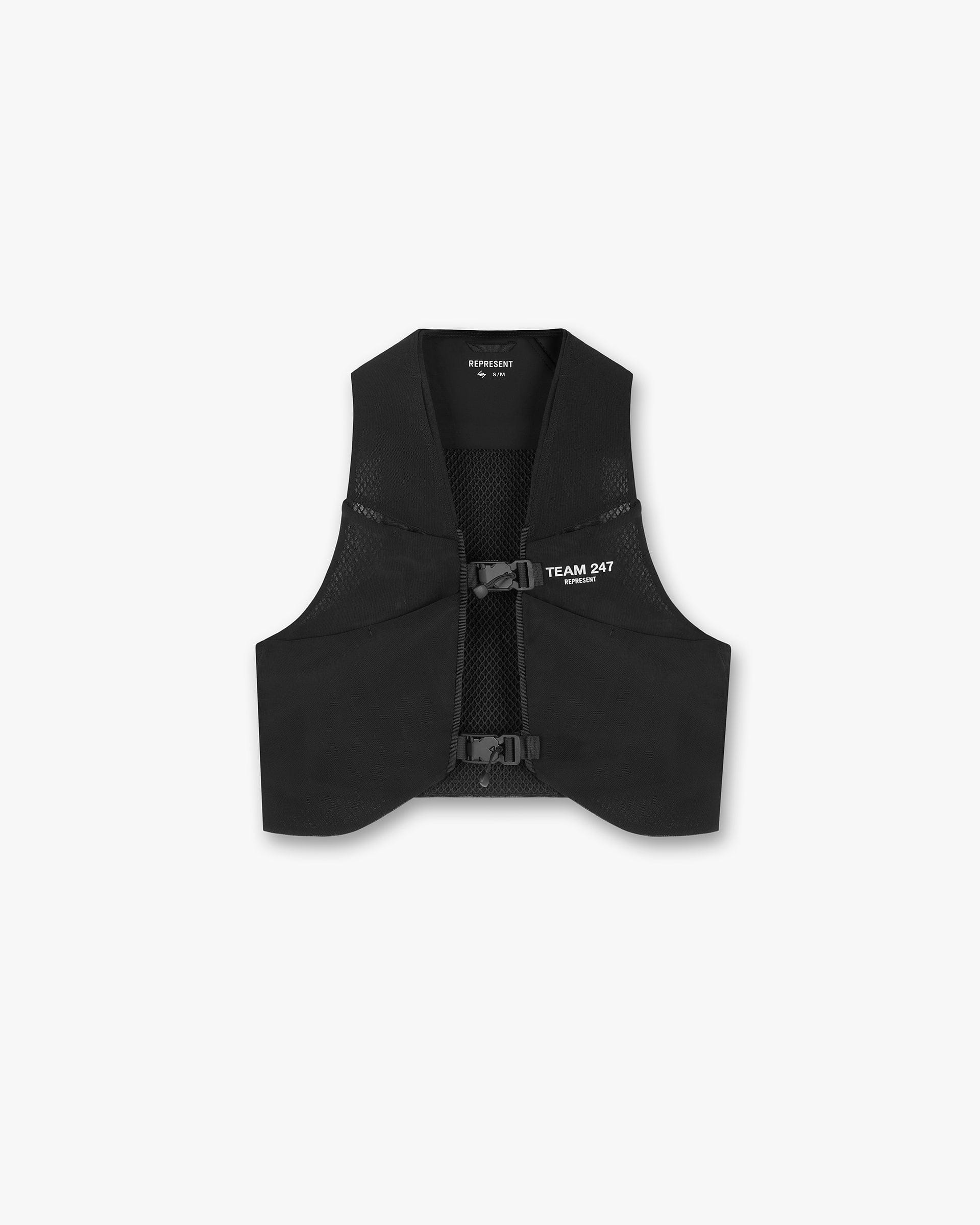 Front product image of a mens black chest rig on a plain white background | Team 247 Chest Rig in Black | Functional accessory with multiple compartments | 247 Accessories | Represent Clo