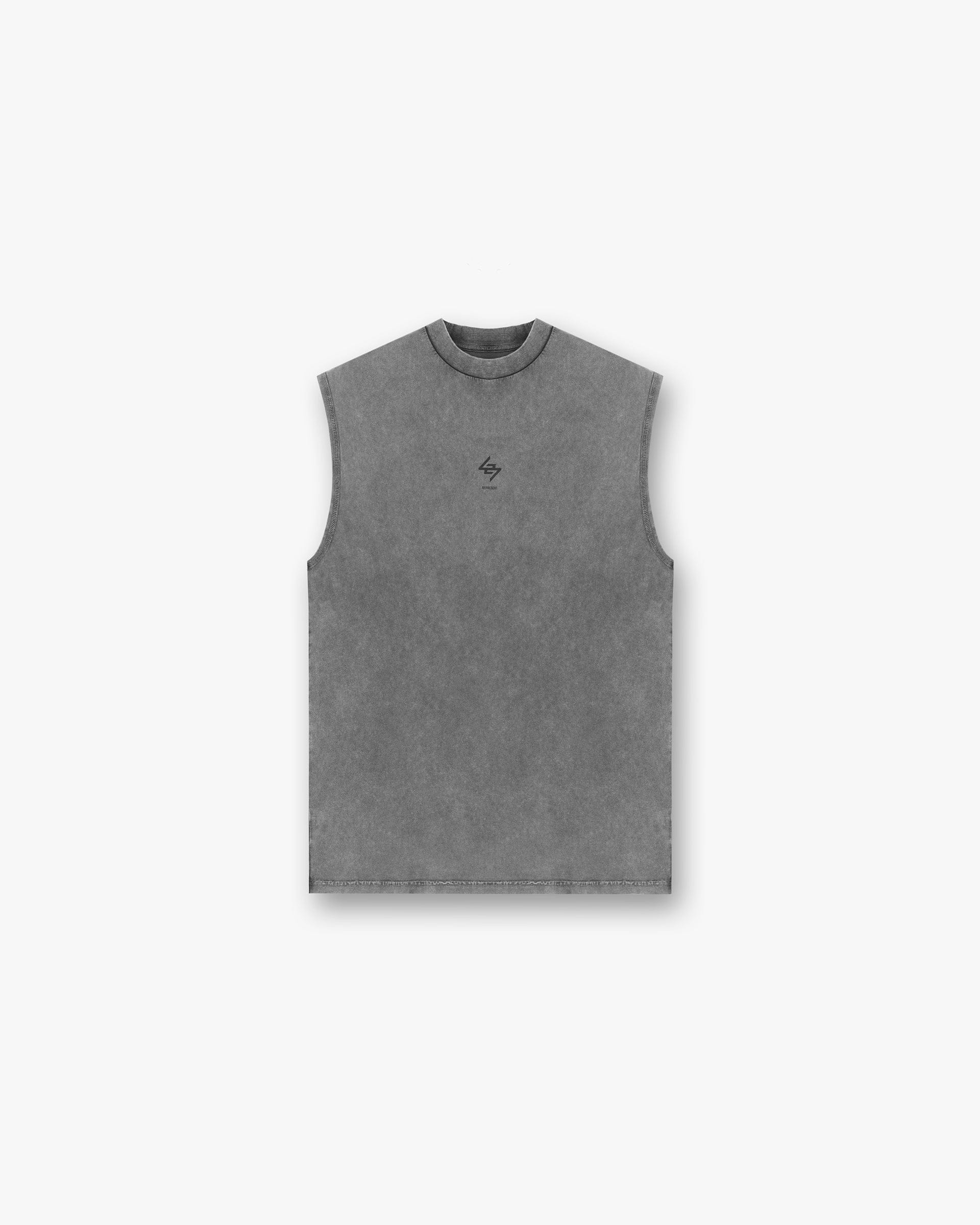 Front product image of a mens grey oversized tank on a plain white background | 247 Oversized Tank in Pewter | Oversized tank top | 247 T-Shirts | Represent Clo