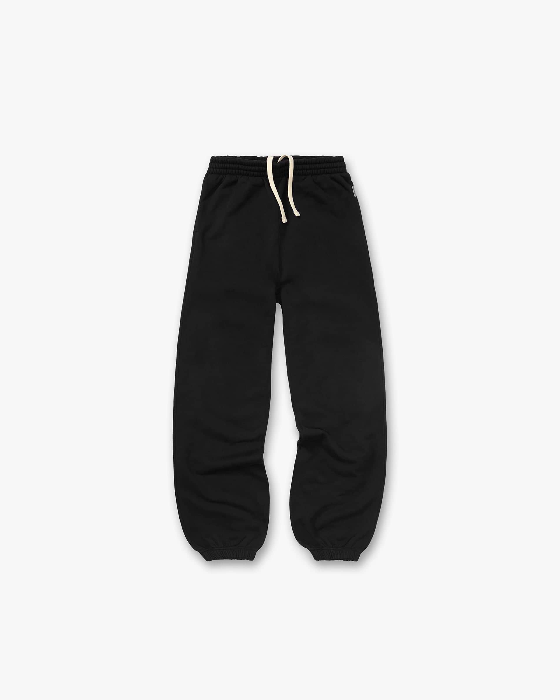 Initial Wide Leg Cuffed Sweatpant - Jet Black
