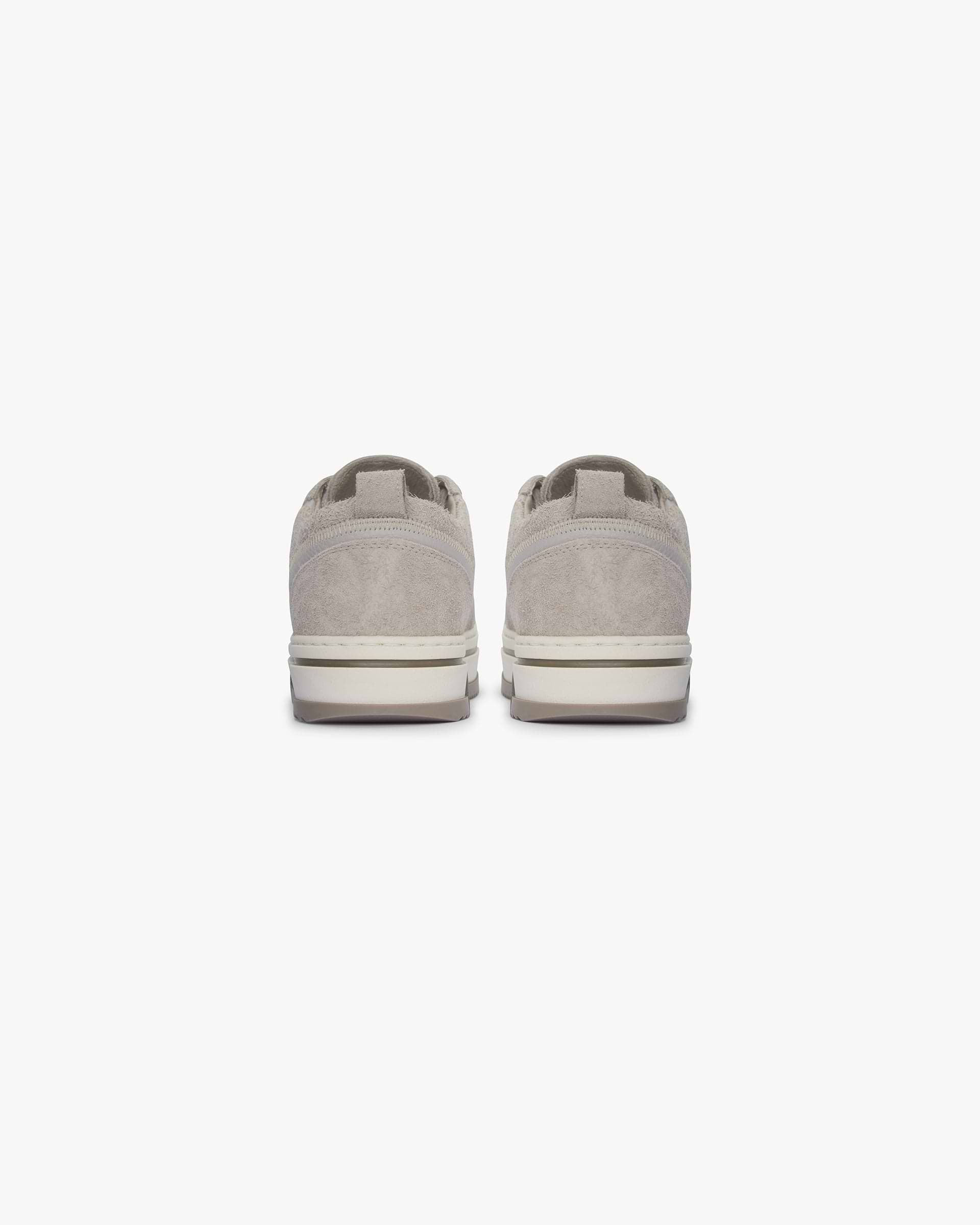 Close-up product image of mens grey low top sneaker on a plain white background | HTN Low in Cashmere | Sneaker with suede upper and chunky lacing | SS24 Footwear | Represent Clo